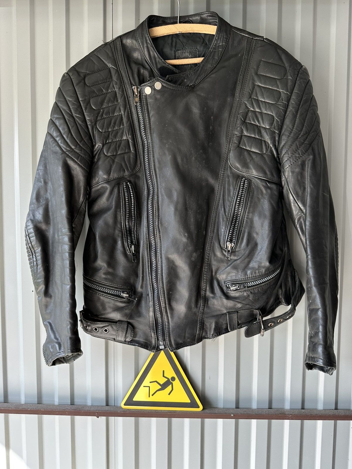 image of Leather Jacket x Racing Vintage Genuine Leather High Quality Racing Jacket Hype, Men's (Size Medium