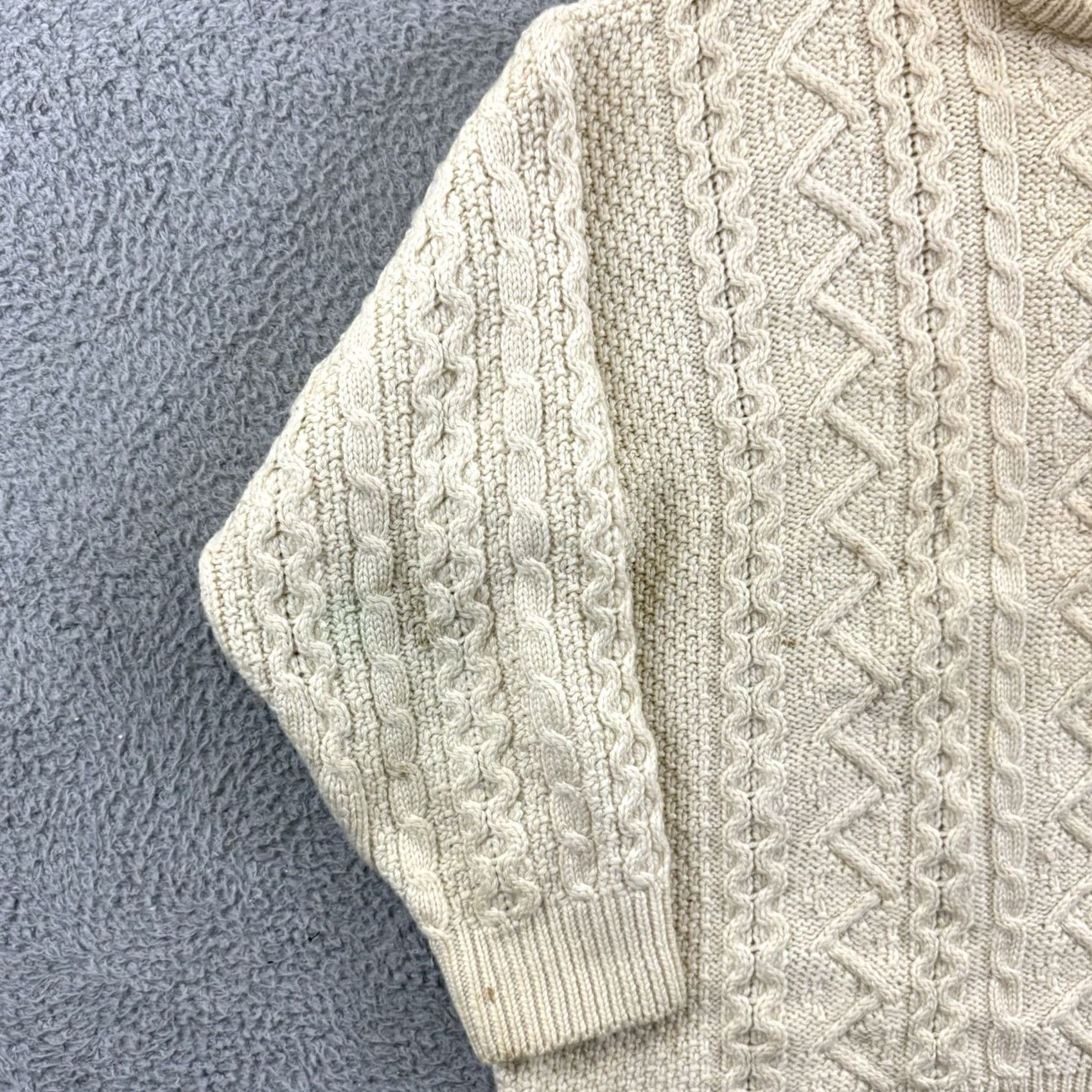 Vintage VINTAGE Aran Crafts Sweater Mens 2XL Beige Cable Knit Fisherman Wool Pullover Size US XXL / EU 58 / 5 - 4 Thumbnail