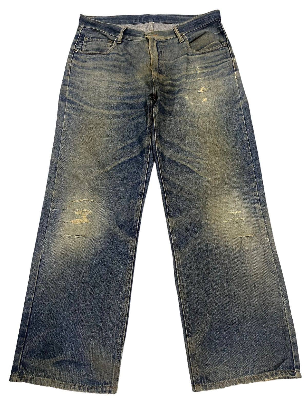 Pre-owned Archival Clothing Vintage Japanese Nepuca Mud Wash Style Baggy Jeans In Blue