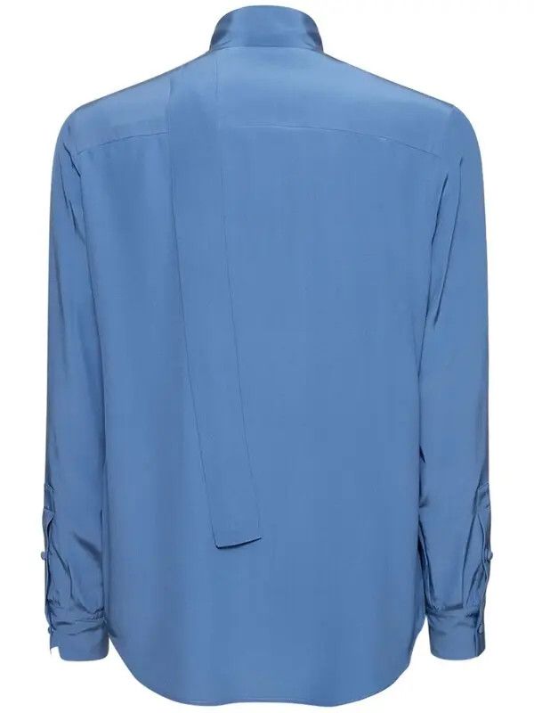 Valentino o1y0525 Solid Color Shirt in Blue Size US M / EU 48-50 / 2 - 2 Thumbnail