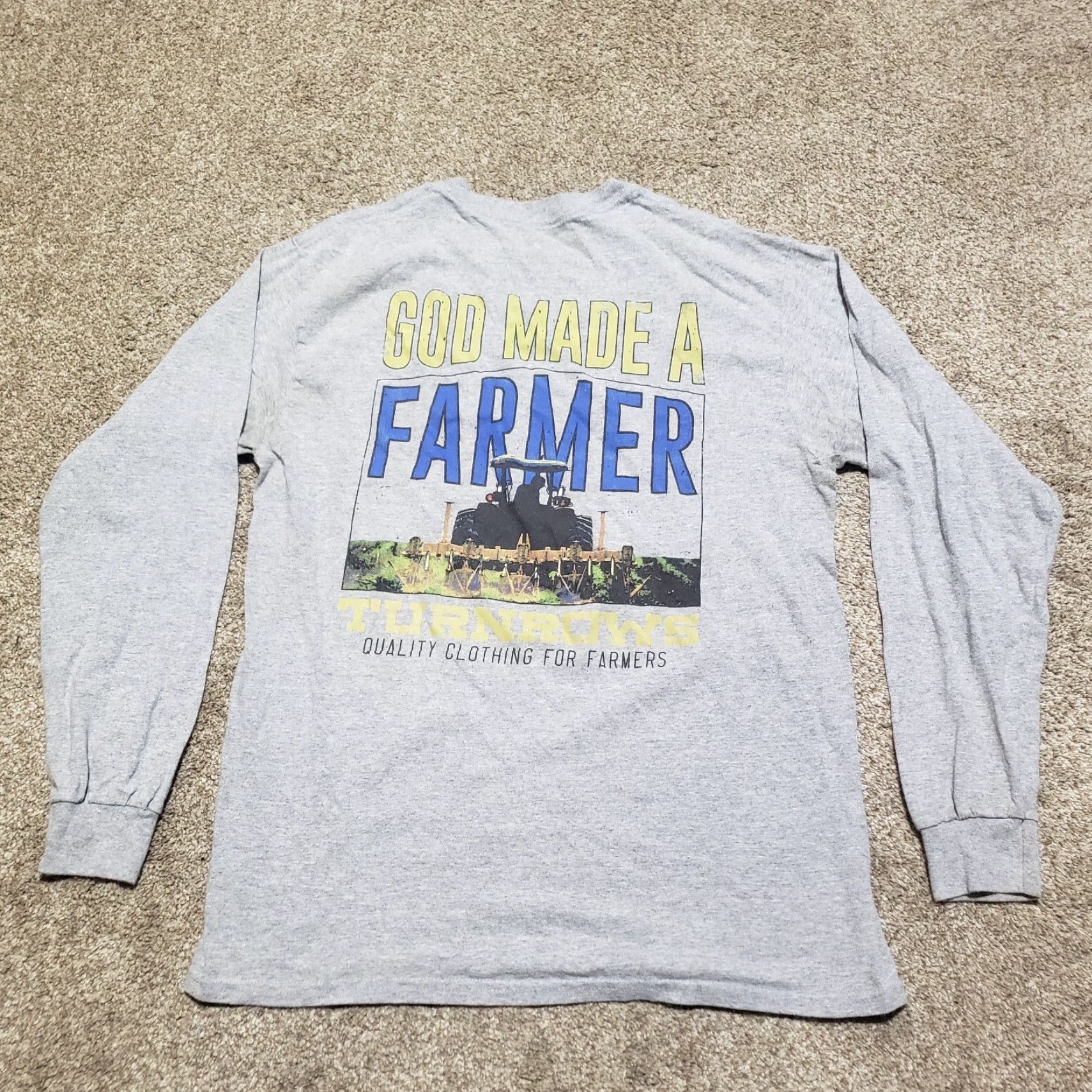 Vintage So God Made A Farmer Shirt Adult M Gray Long Sleeve T-Shirt Mens Size M / US 6-8 / IT 42-44 - 7 Thumbnail
