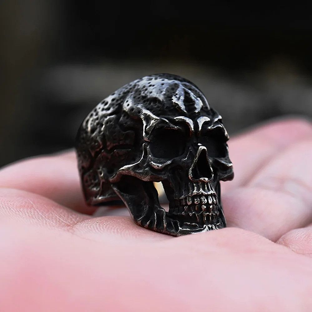 Vintage Black Skull Ring Size ONE SIZE - 1 Thumbnail