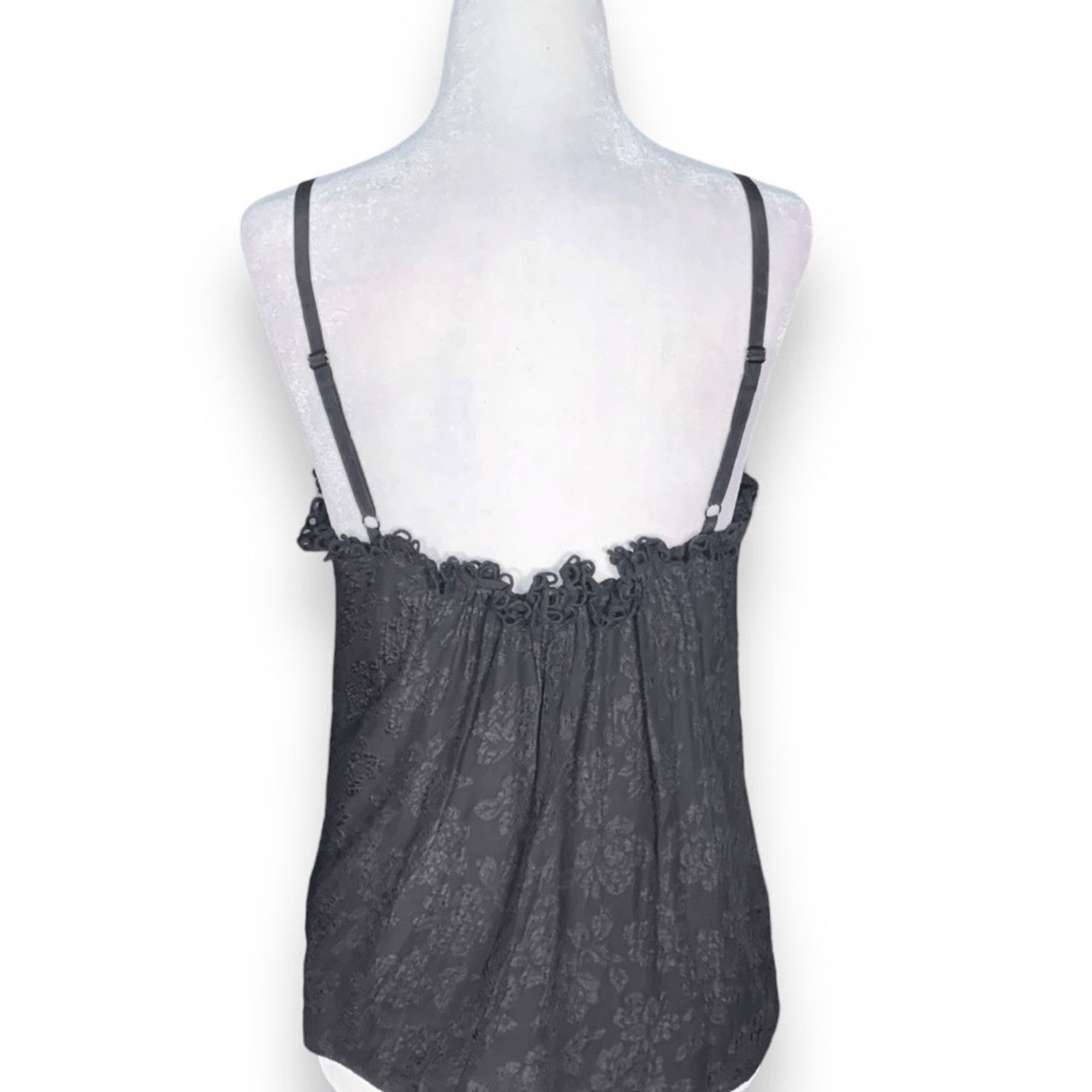 Rebecca Taylor Rebecca Taylor Black Silk Floral Lace Cami Tank Top Size 4 Size XS / US 0-2 / IT 36-38 - 5 Thumbnail
