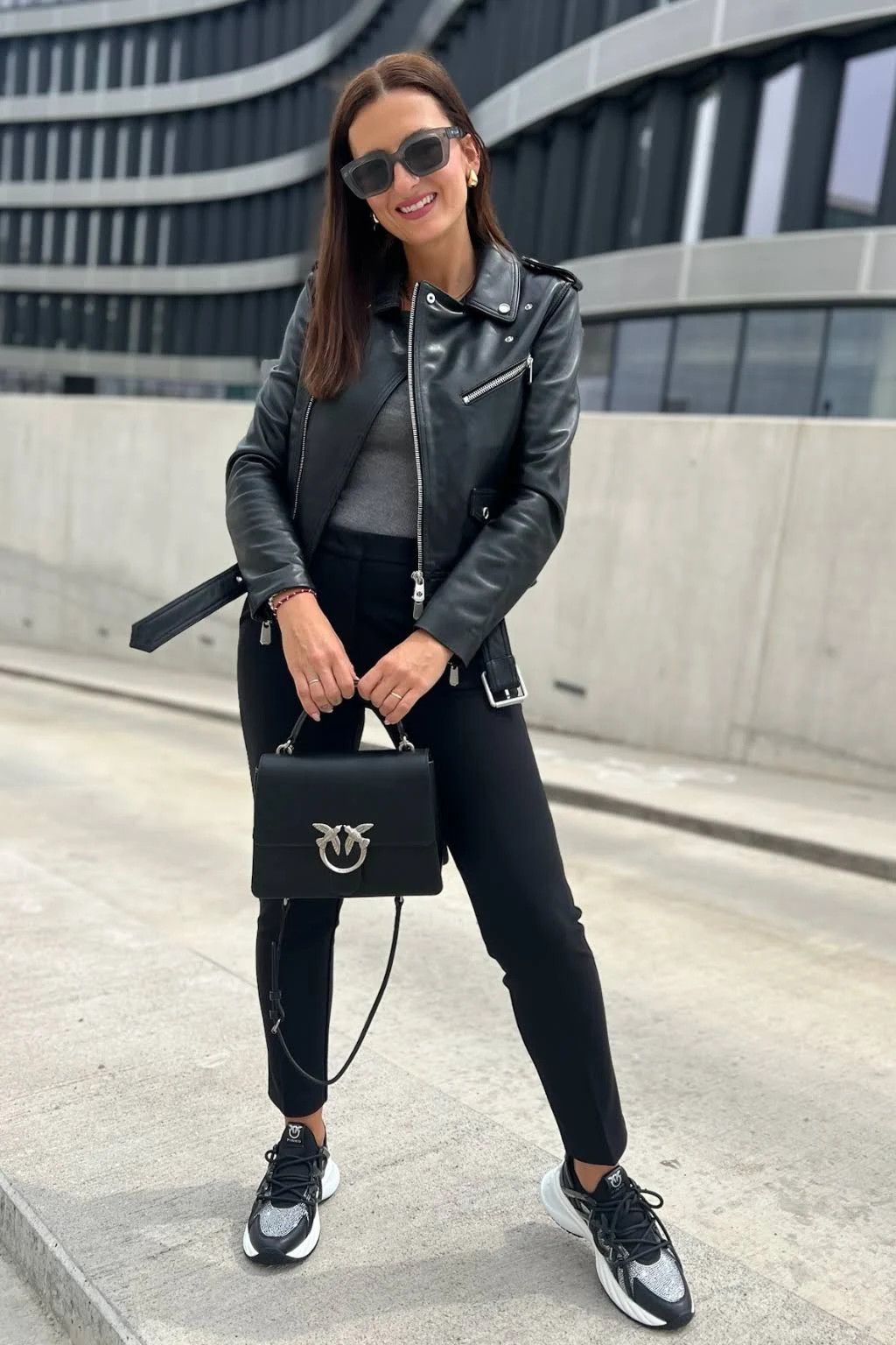 Pinko o1s22i1n0824 Nappa Leather Biker Jacket in Black Size S / US 4 / IT 40 - 6 Thumbnail