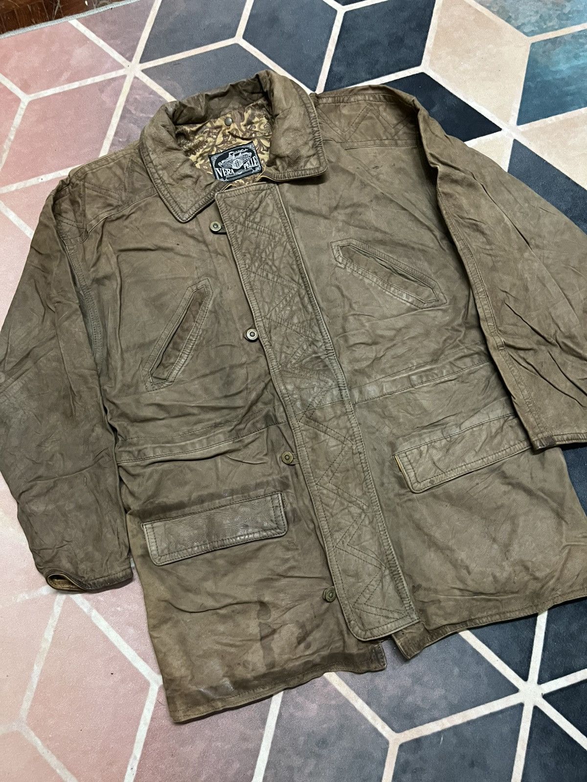 Vera Pelle 💥TRUE VINTAGE ITALY VERA PELLE LEATHER WITH SILK LINING Size US L / EU 52-54 / 3 - 3 Thumbnail