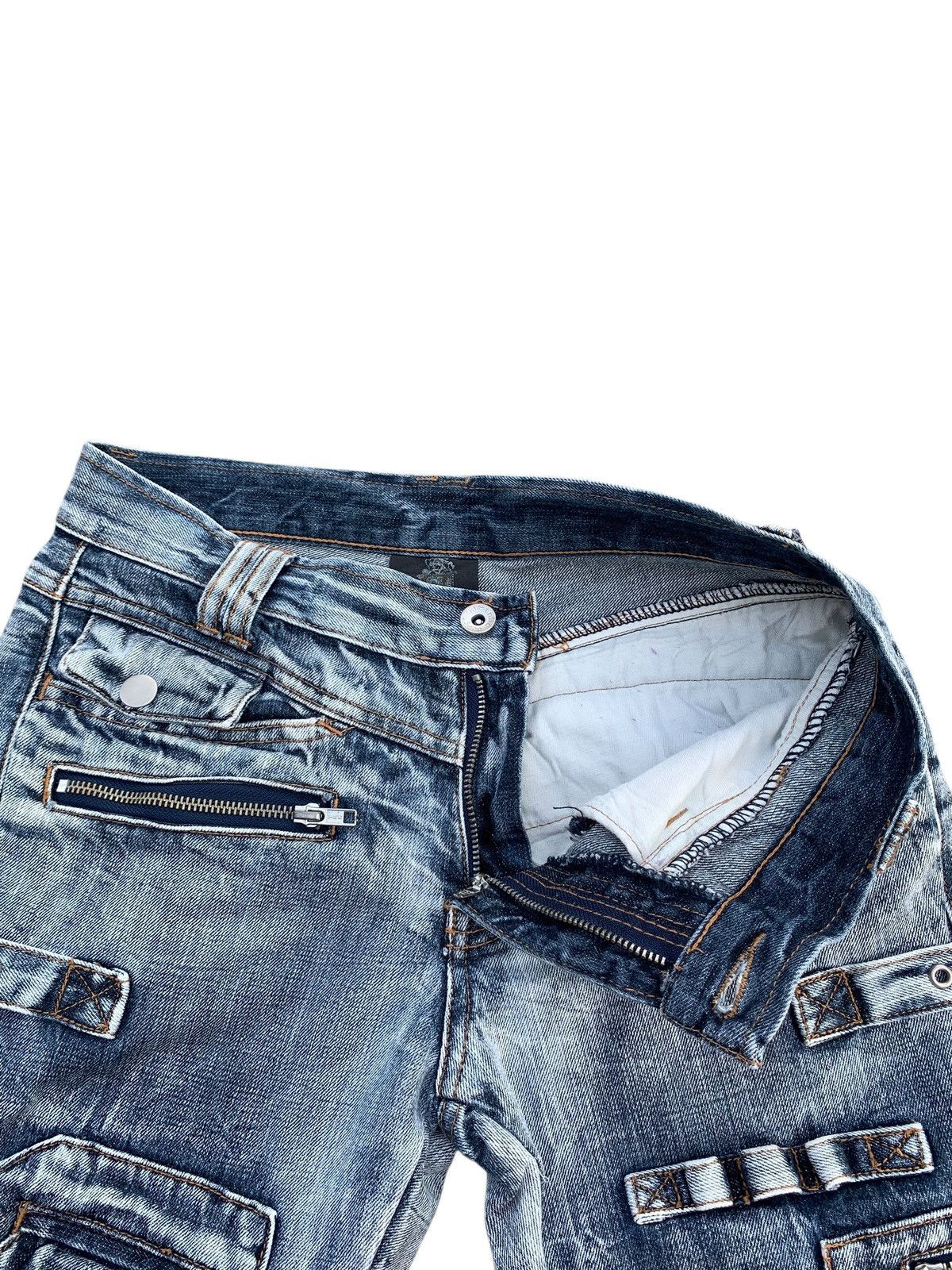 semanticdesign FLARE SEMANTIC DESIGN CARGO PUNK BONDAGE DISTRESSED DENIM Size US 29 - 14 Thumbnail