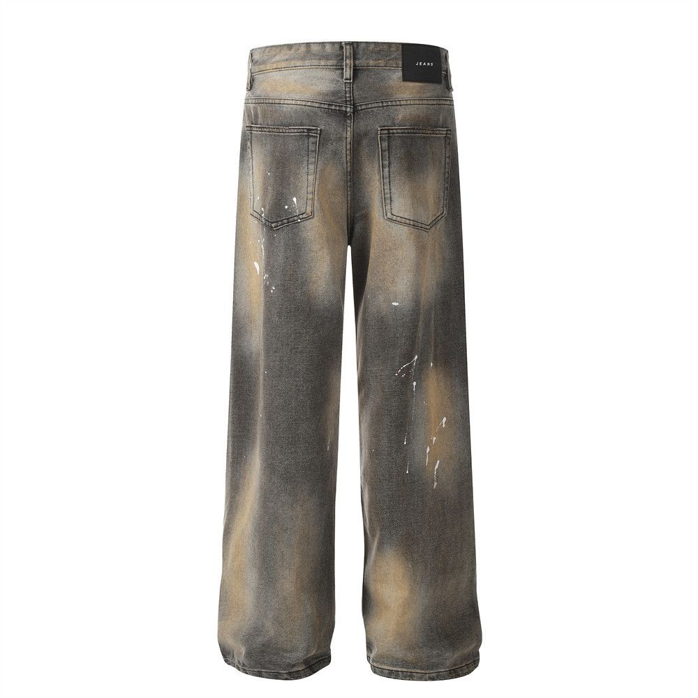 Japanese Brand × Jean Street American loose casual ink-splashed distressed jeans Size US 32 / EU 48 - 3 Thumbnail