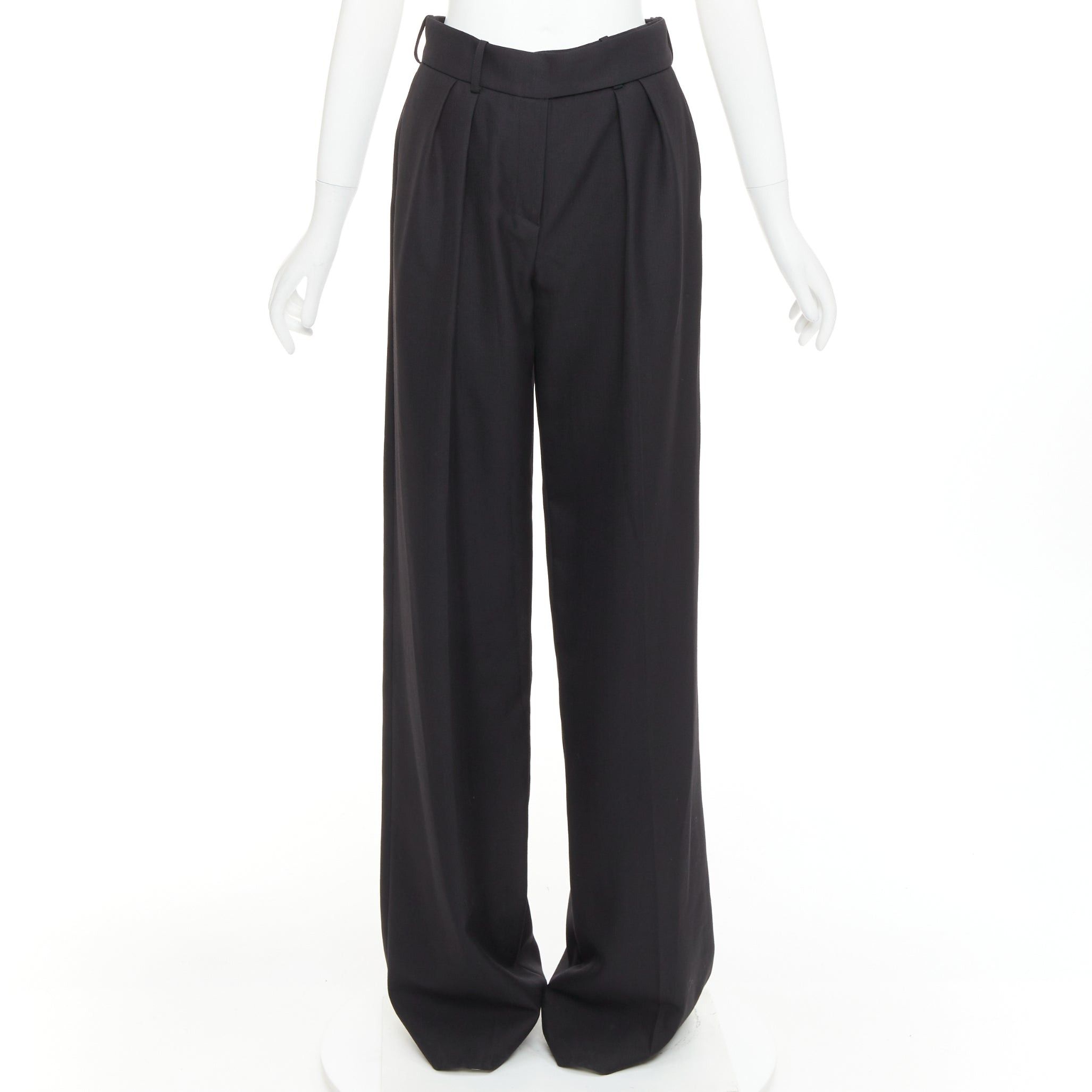Alexandre Vauthier ALEXANDRE VAUTHIER AW2021 black double front dart wide leg pants Size 26" / US 2 / IT 38 - 1 Thumbnail