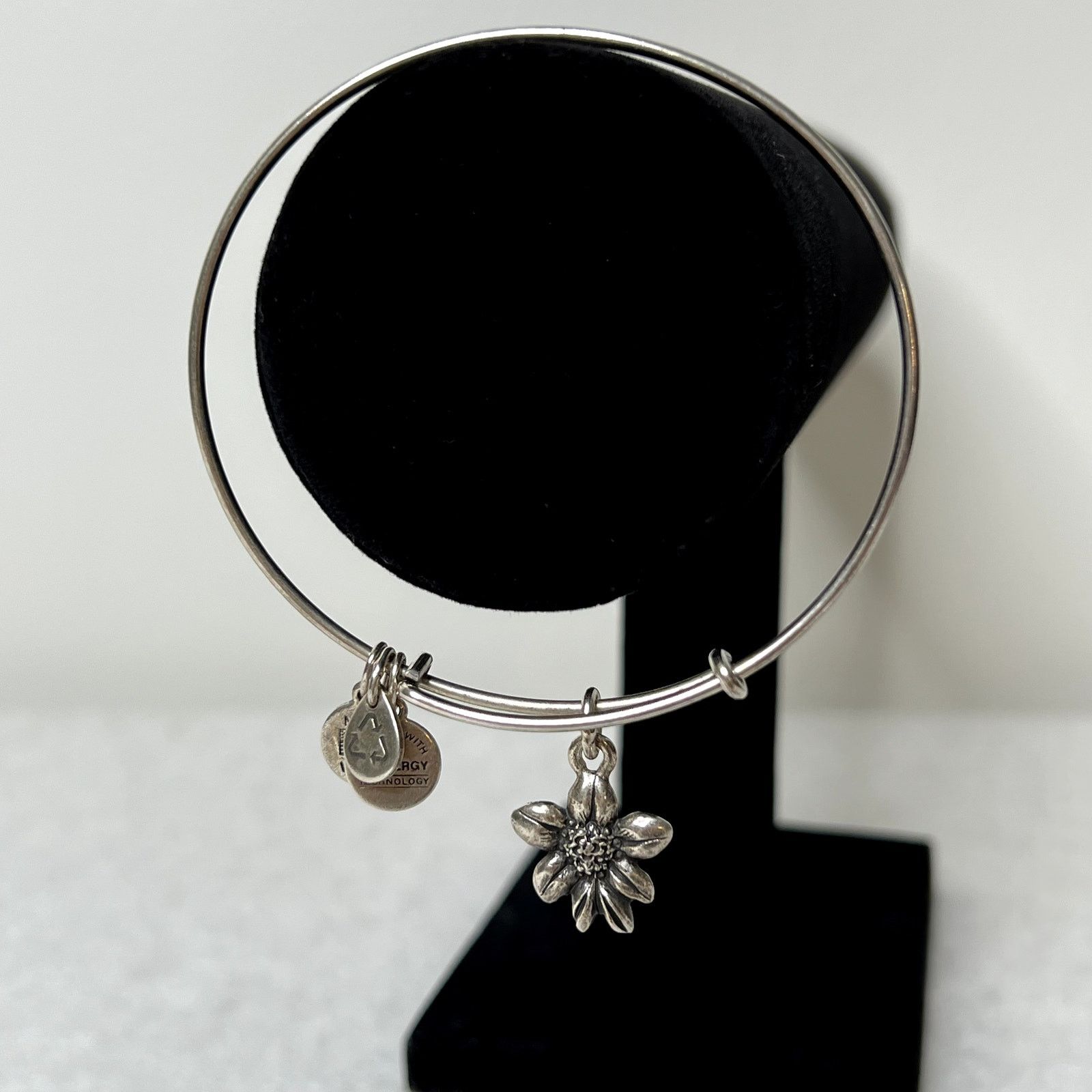 Other Alex and Ani Silver Apple Blossom Charm Bangle Bracelet Size ONE SIZE - 4 Thumbnail