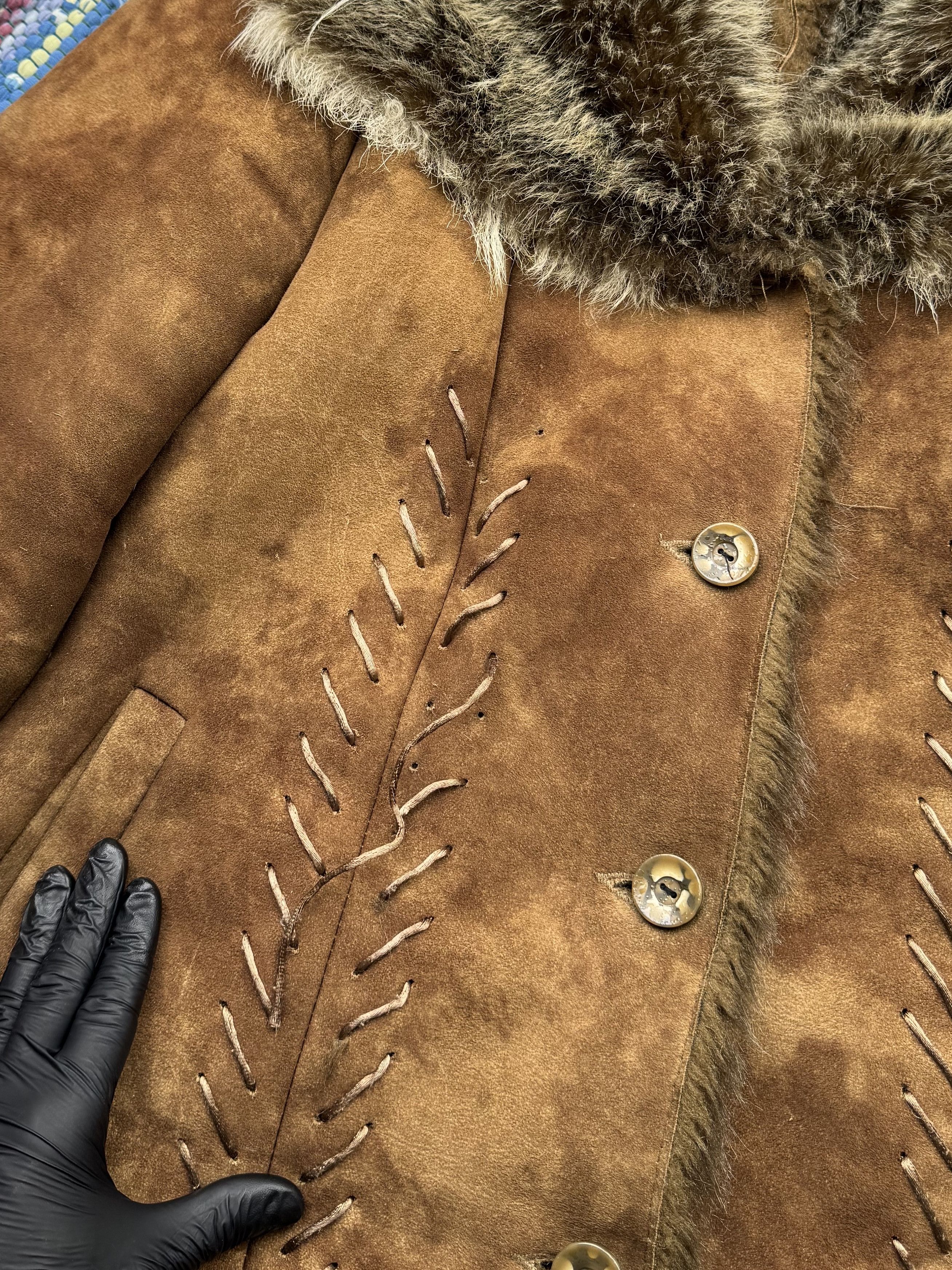 Vintage Vintage Faux Sheepskin Faded Coat A414(484)D15 Size L / US 10 / IT 46 - 7 Thumbnail