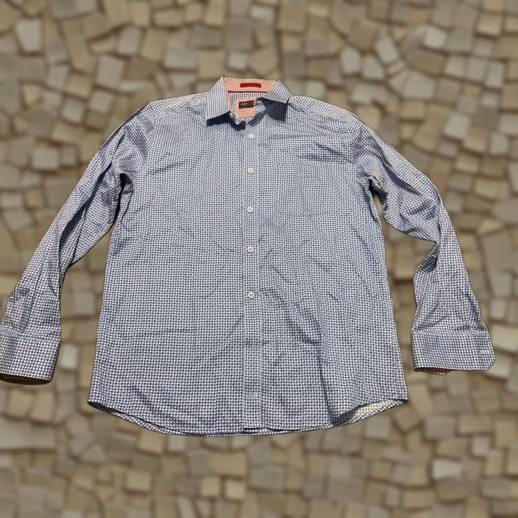 Johnston & Murphy Johnston & Murphy Shirt, Men's Size Medium, Button-Up Shirt, Blue, Red White Blue, Button, Casual, Cotton, Long Sleeve, Regular Fit, M, Men, Shirt Size US M / EU 48-50 / 2 - 1 Thumbnail