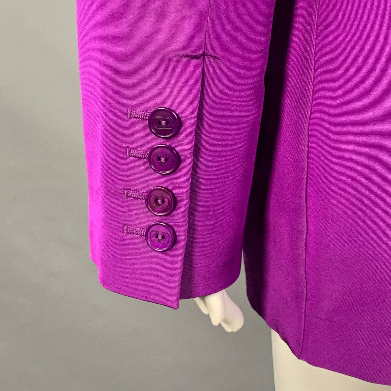 Valentino Size 4 Purple Silk Peak Lapel Drawstring Jacket Blazer Size S / US 4 / IT 40 - 4 Thumbnail
