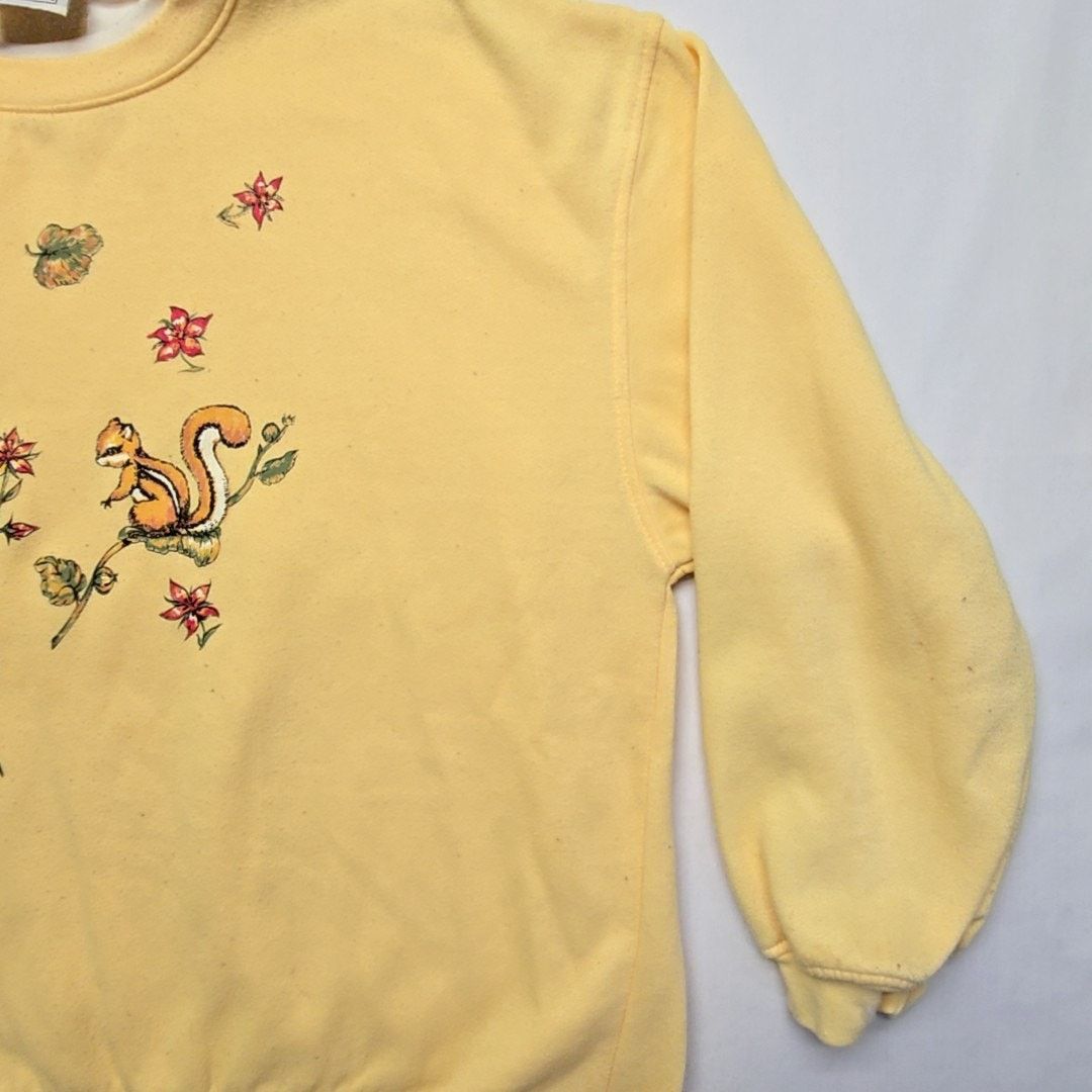 Vintage Vintage Squirrel Spring Floral Sweatshirt Yellow Graphic L Size L / US 10 / IT 46 - 6 Thumbnail
