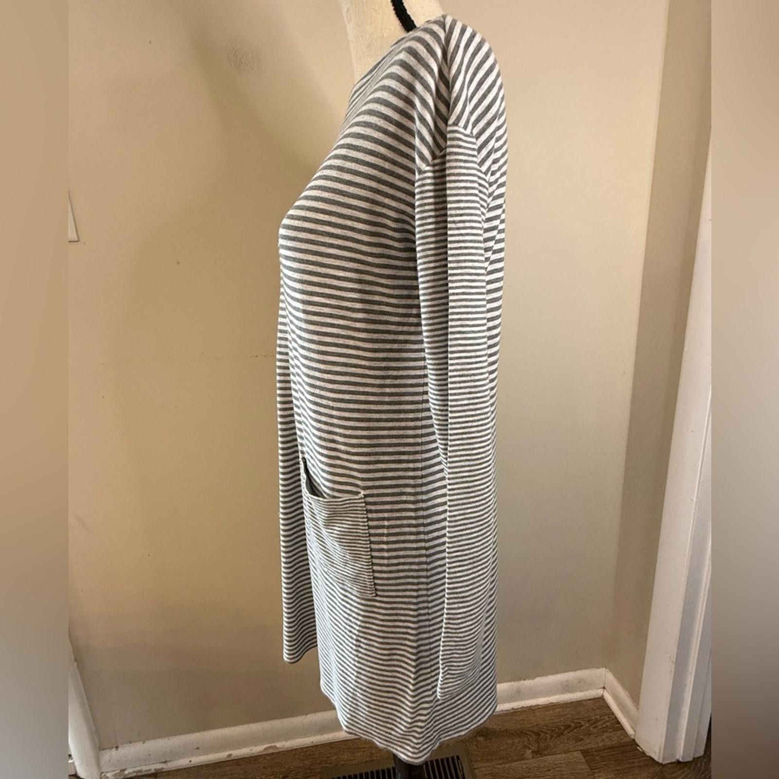 Other J. Jill gray white striped midi sheath dress pockets SZ XS Size XS / US 0-2 / IT 36-38 - 3 Thumbnail