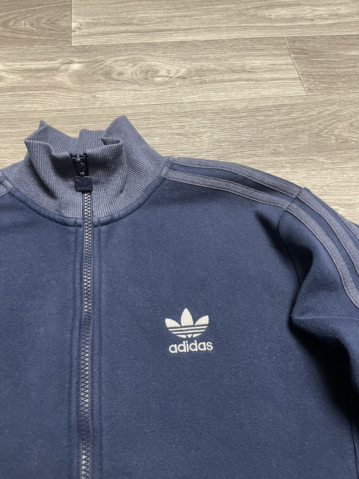 Adidas Vintage Adidas 3-Stripe Cotton Track Jacket Navy Blue Y2K Size US S / EU 44-46 / 1 - 8 Thumbnail