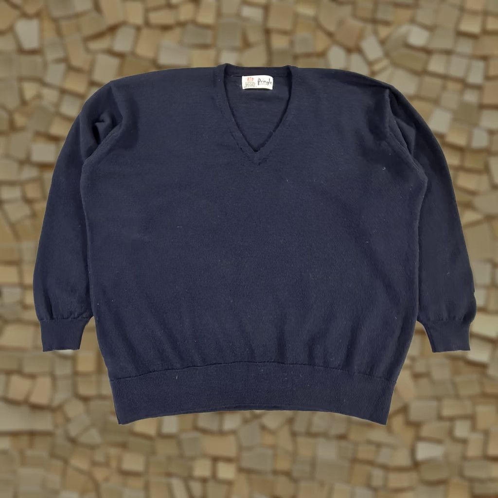 Vintage Pringle Jumper Navy Blue M Wool Knit V-Neck Pullover Mens Size US M / EU 48-50 / 2 - 1 Thumbnail
