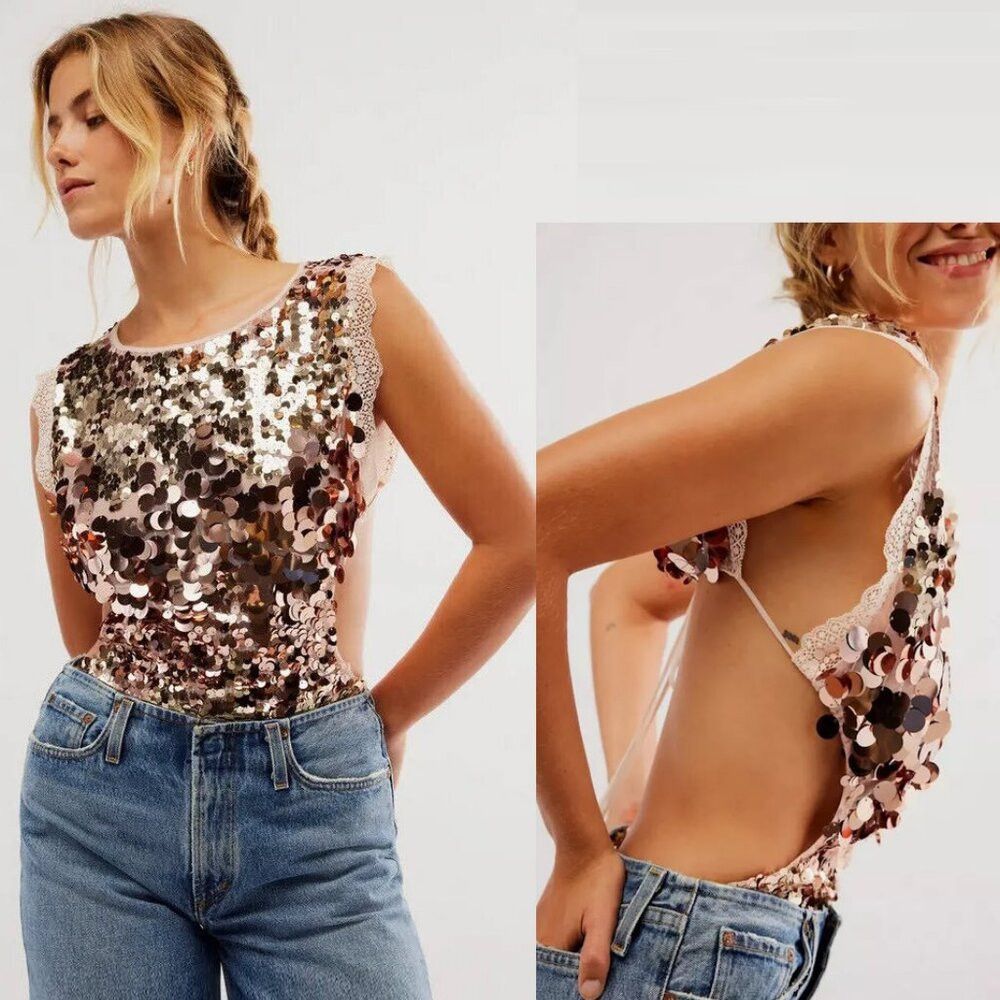 Free People New Free People Gold Main Character Bodysuit Size M Size M / US 6-8 / IT 42-44 - 2 Thumbnail