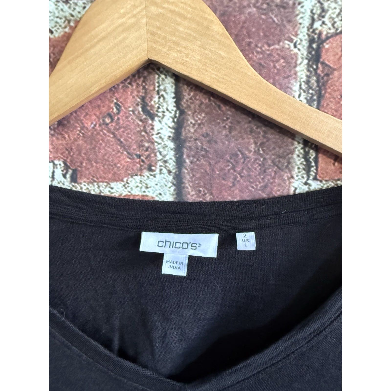 Vintage Chicos Womens Black Short Sleeve T-shirt Size Large Size L / US 10 / IT 46 - 3 Thumbnail