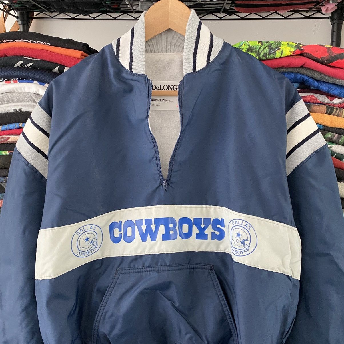 Delong Vintage Dallas Cowboys Nylon Jacket Windbreaker DeLong 1980s Size US L / EU 52-54 / 3 - 2 Thumbnail