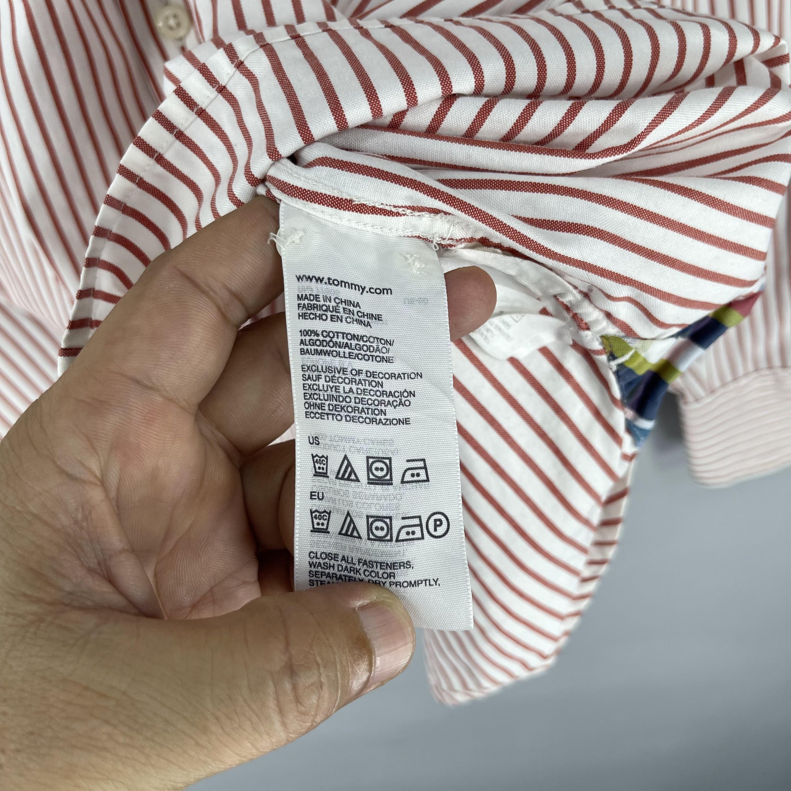 Tommy Hilfiger Vintage TOMMY HILFIGER Vertical Red/White Stripes Flannel Size US M / EU 48-50 / 2 - 7 Thumbnail