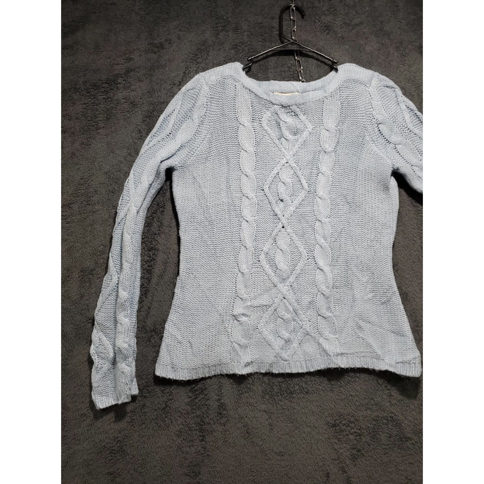 Vintage St. John's Bay Sweater Womens Cable Knit Pullover Long Sleeve Crew Neck Light Blue Size L Size L / US 10 / IT 46 - 3 Thumbnail