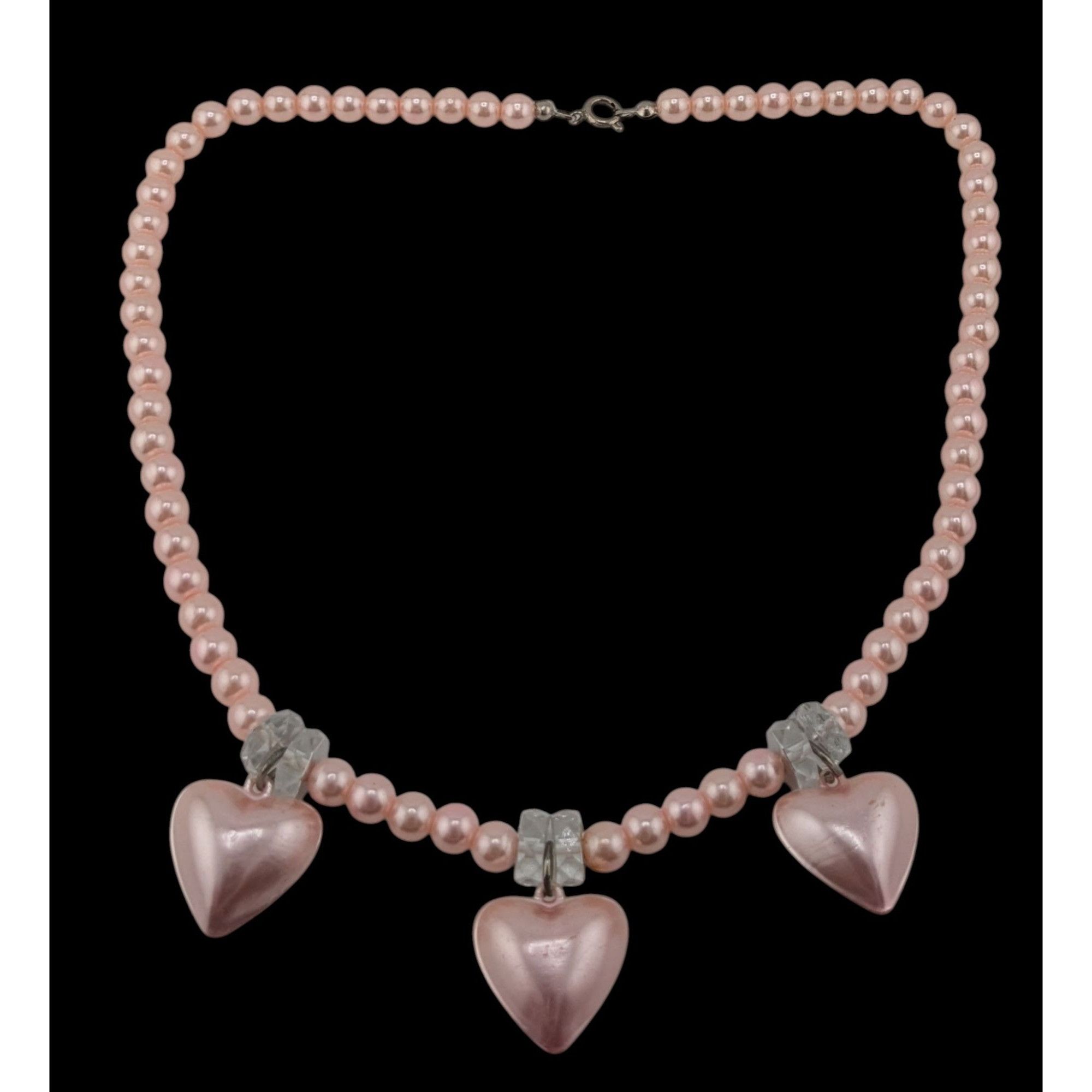 Other Romantic Coquette Pastel Pink Faux Pearl Necklace With Heart Size ONE SIZE - 2 Thumbnail
