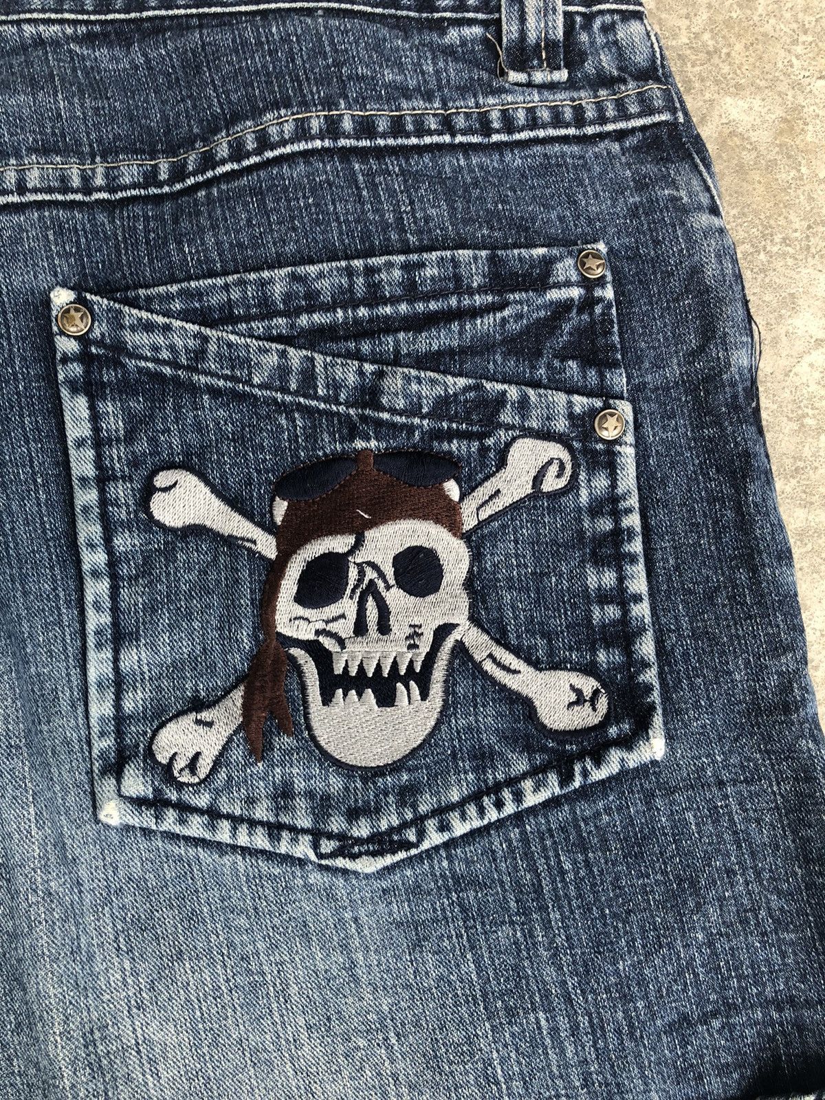 Japanese Brand Skulls Download Embroidered Jeans Baggy Jeans Hip Hop Size US 34 / EU 50 - 14 Thumbnail