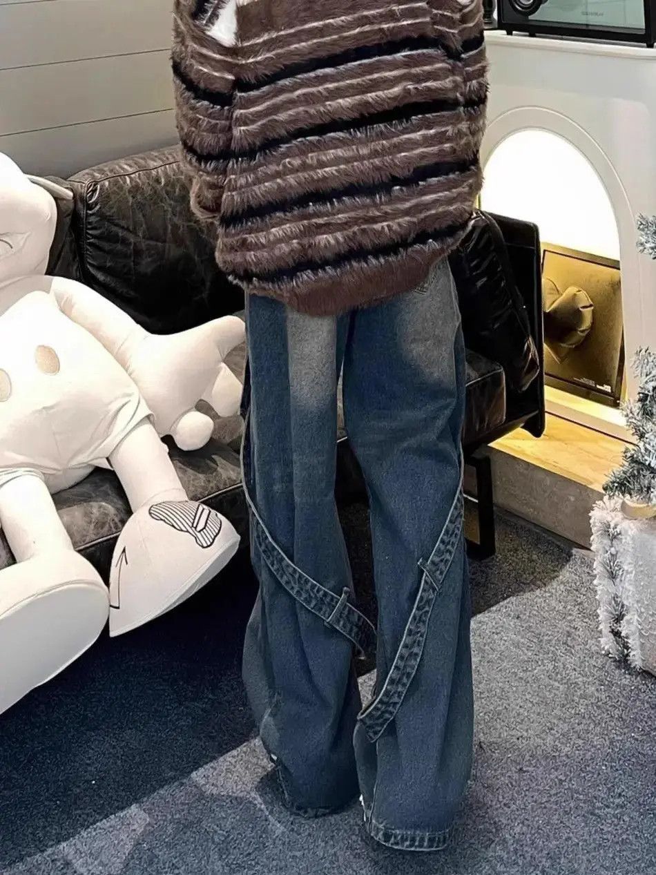 Japanese Brand Retro straight washed patchwork jeans Size US 32 / EU 48 - 5 Thumbnail