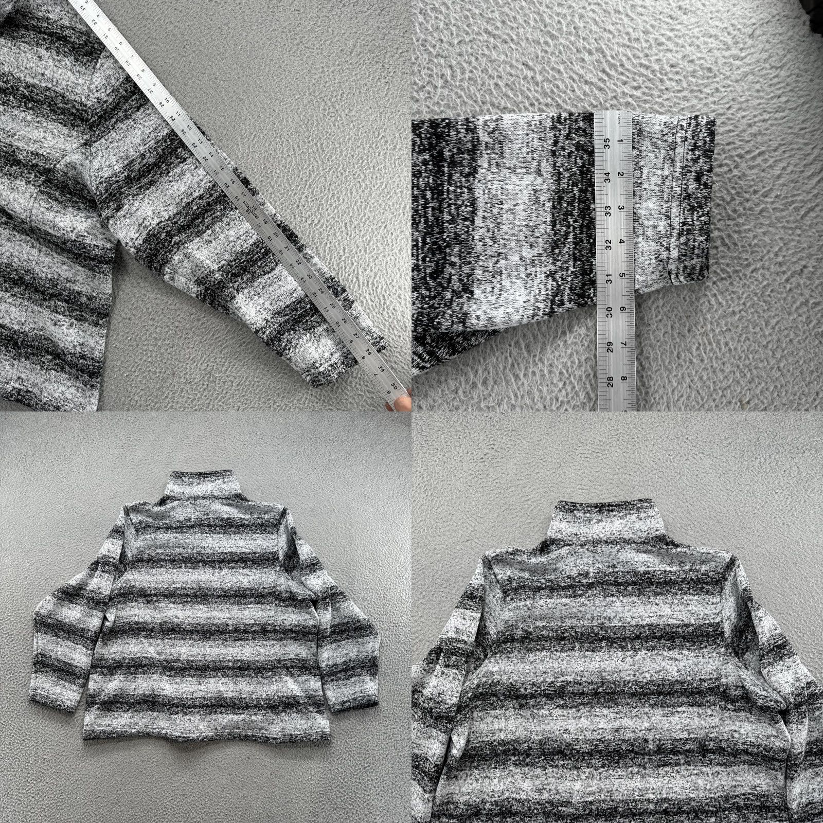 Lands' End Lands' End 1/4 Zip Fleece Jacket Black White Striped Plus 2X Women's Po Size XXL / US 16-18 / IT 52-54 - 8 Thumbnail
