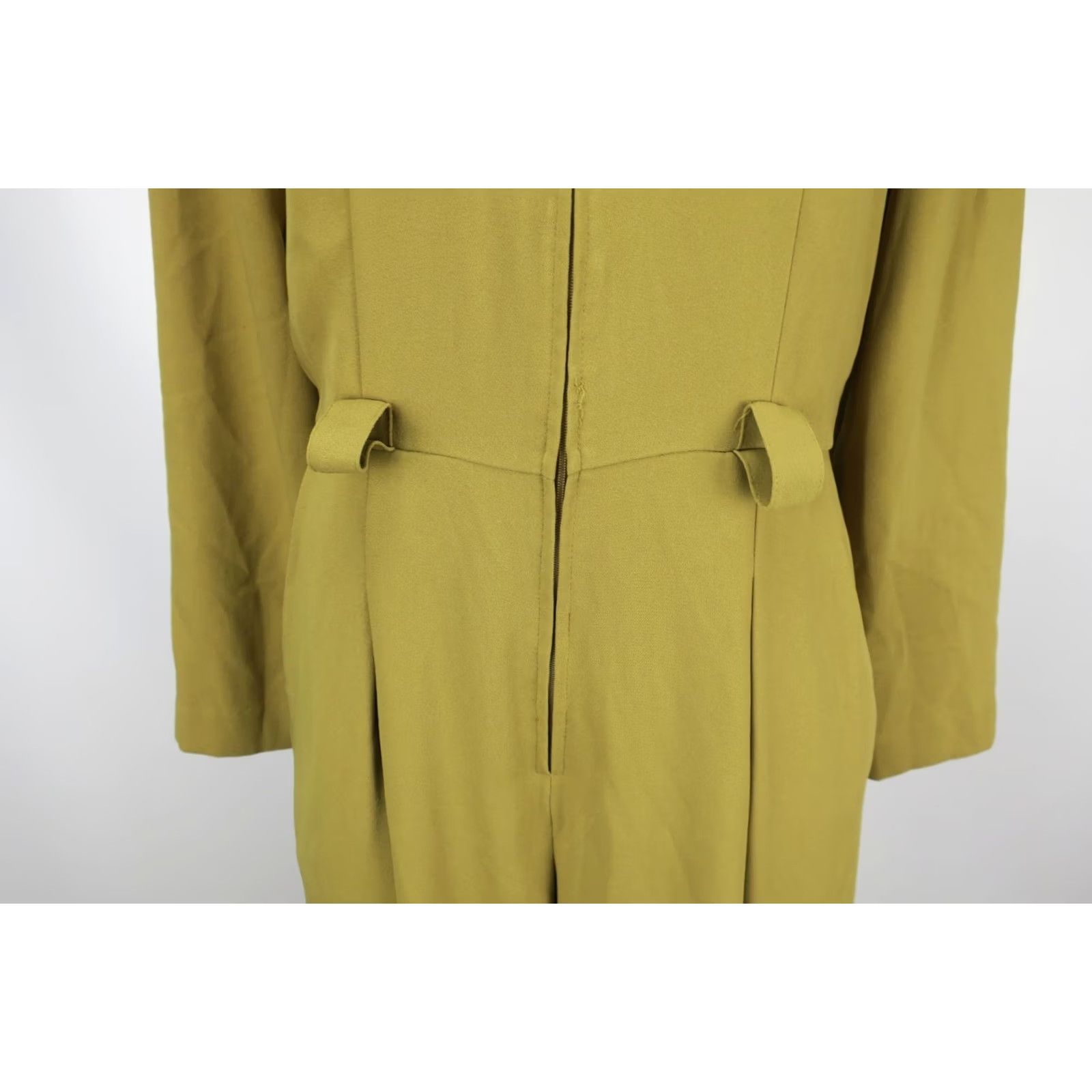 Vintage Caché Jumpsuit Shirt 80s VTG Chartreuse Green Belted Career Tapered 1990s 7 Adults Womens Mens Looks Eveningwear Size 28" / US 6 / IT 42 - 4 Thumbnail