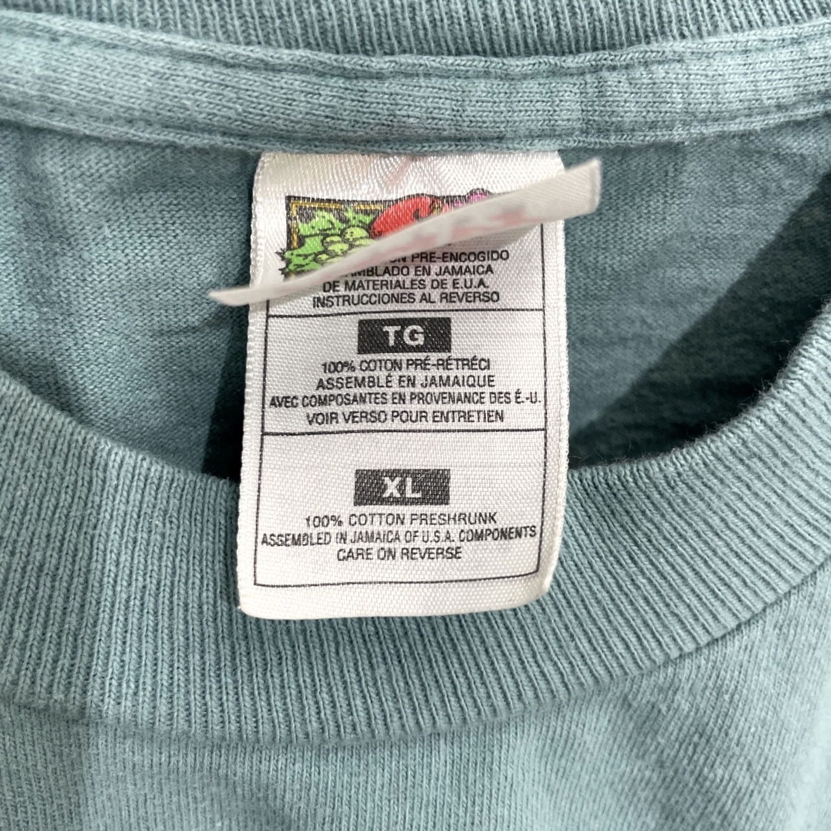 Fruit Of The Loom VINTAGE Fruit of the Loom T-Shirt Dog 90s Teal Blue XL Crew Neck Graphic Tee Mens Size US XL / EU 56 / 4 - 3 Thumbnail