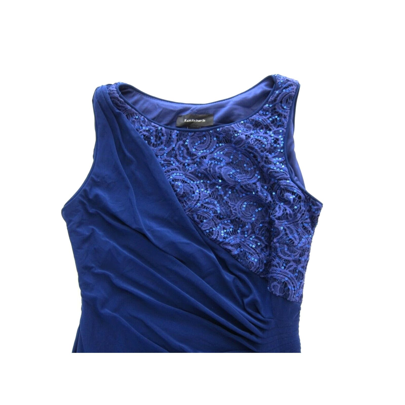 Vintage VINTAGE R&M Richards Blue Stretch Sparkle Sequin Sleeveless Ruched Sheath Dress Small Dress Size S / US 4 / IT 40 - 3 Thumbnail