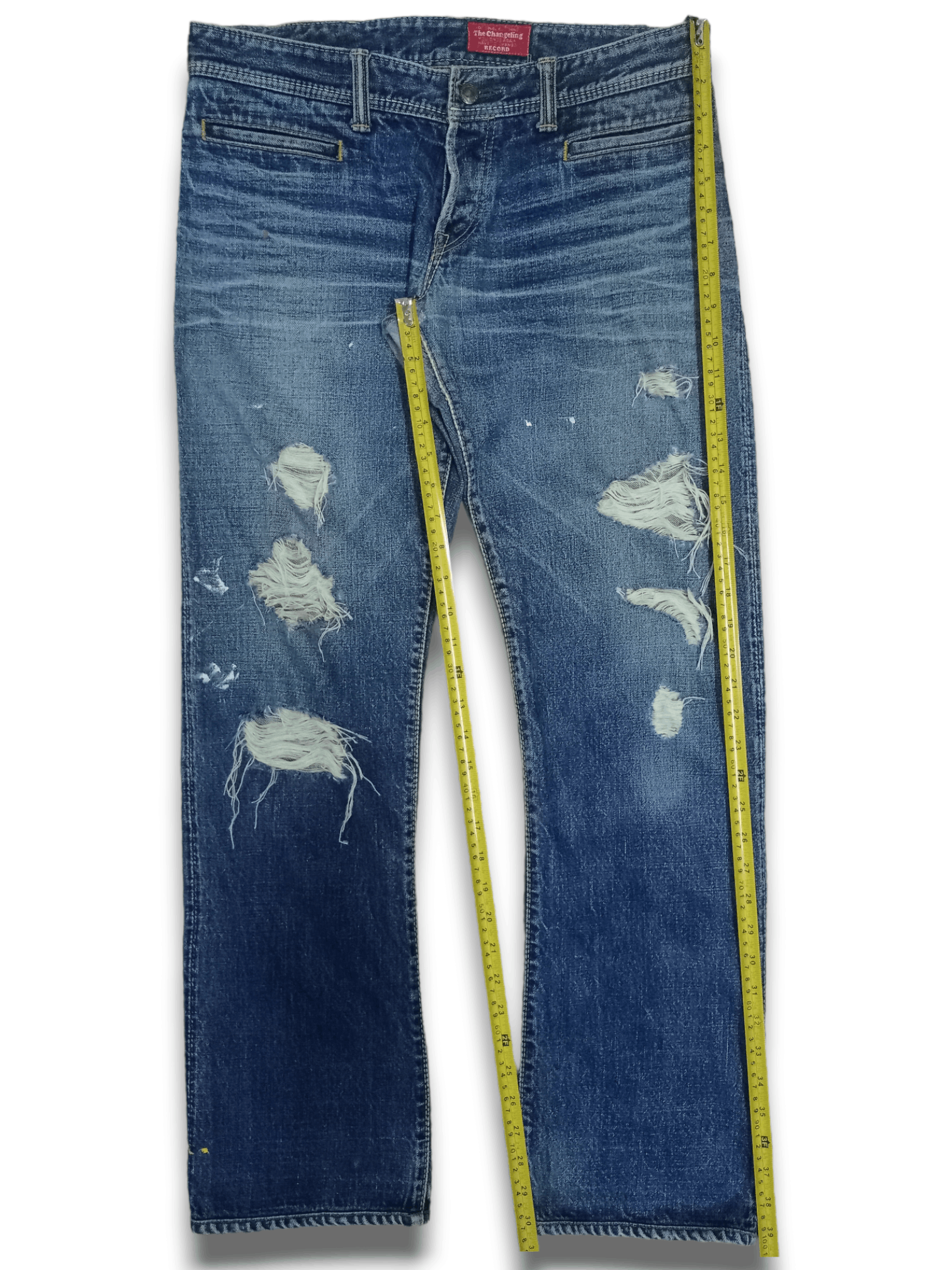 Japanese Brand Vintage THE CHANGELING Selvedge Distressed Loose Jeans Size US 33 - 12 Thumbnail