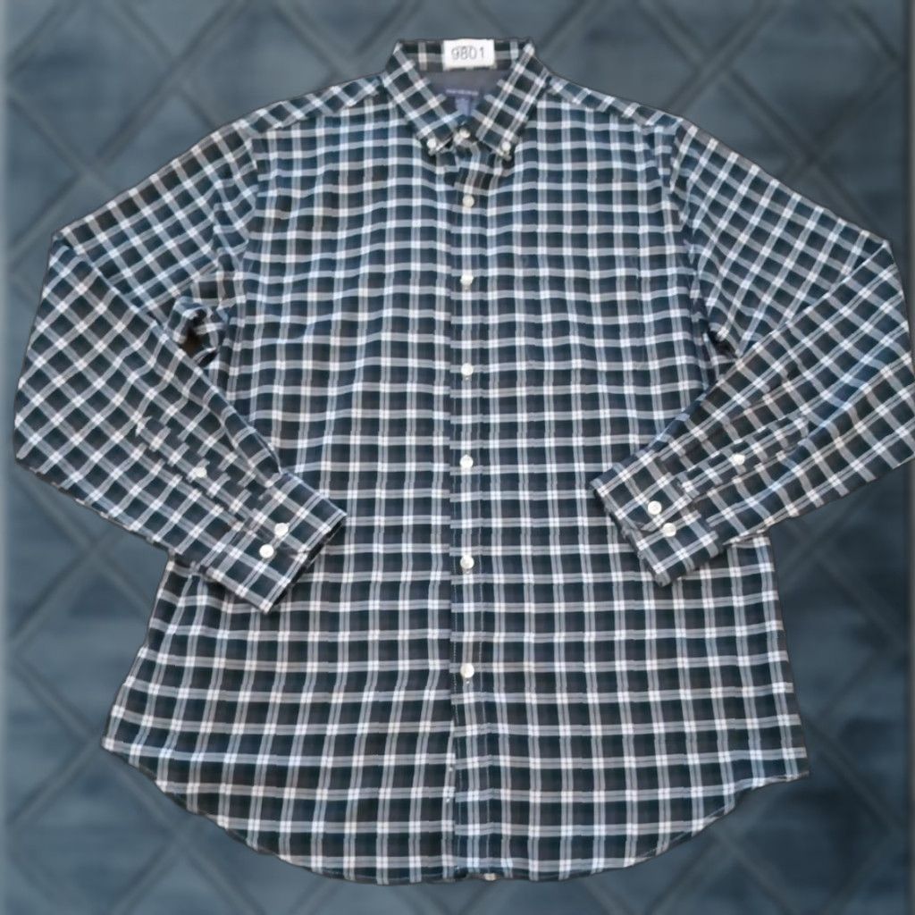 Van Heusen Van Heusen Shirt Mens Medium Green Plaid Long Sleeve Button-Down Button-Up Collared Cotton Blend Size US M / EU 48-50 / 2 - 1 Thumbnail