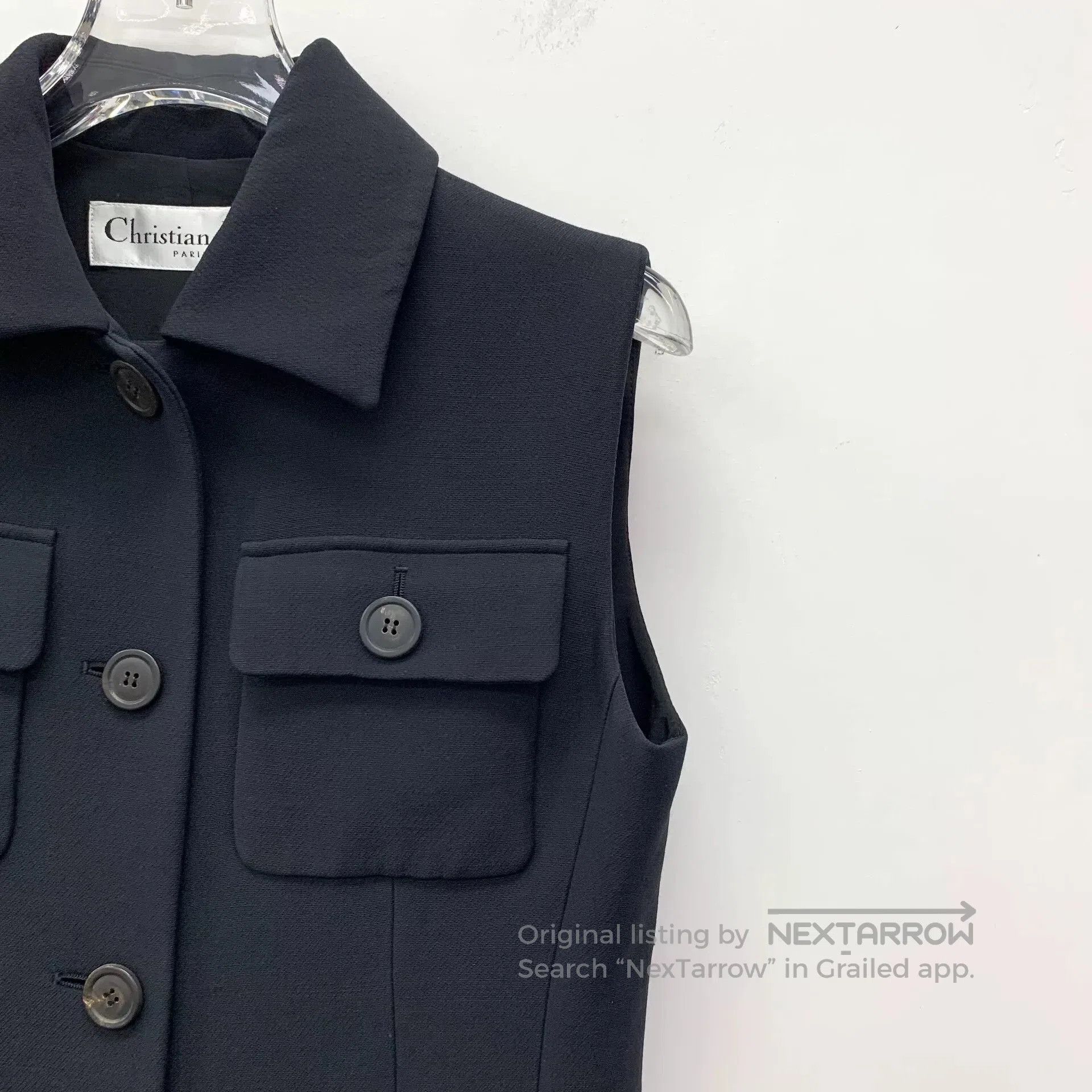 Dior black wool sleeveless button-up dress by dior. Size M / US 6-8 / IT 42-44 - 3 Thumbnail