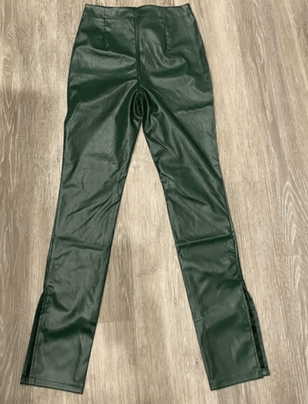 Shein Dark Green Pleather Pants Size 30" / US 8 / IT 44 - 2 Thumbnail