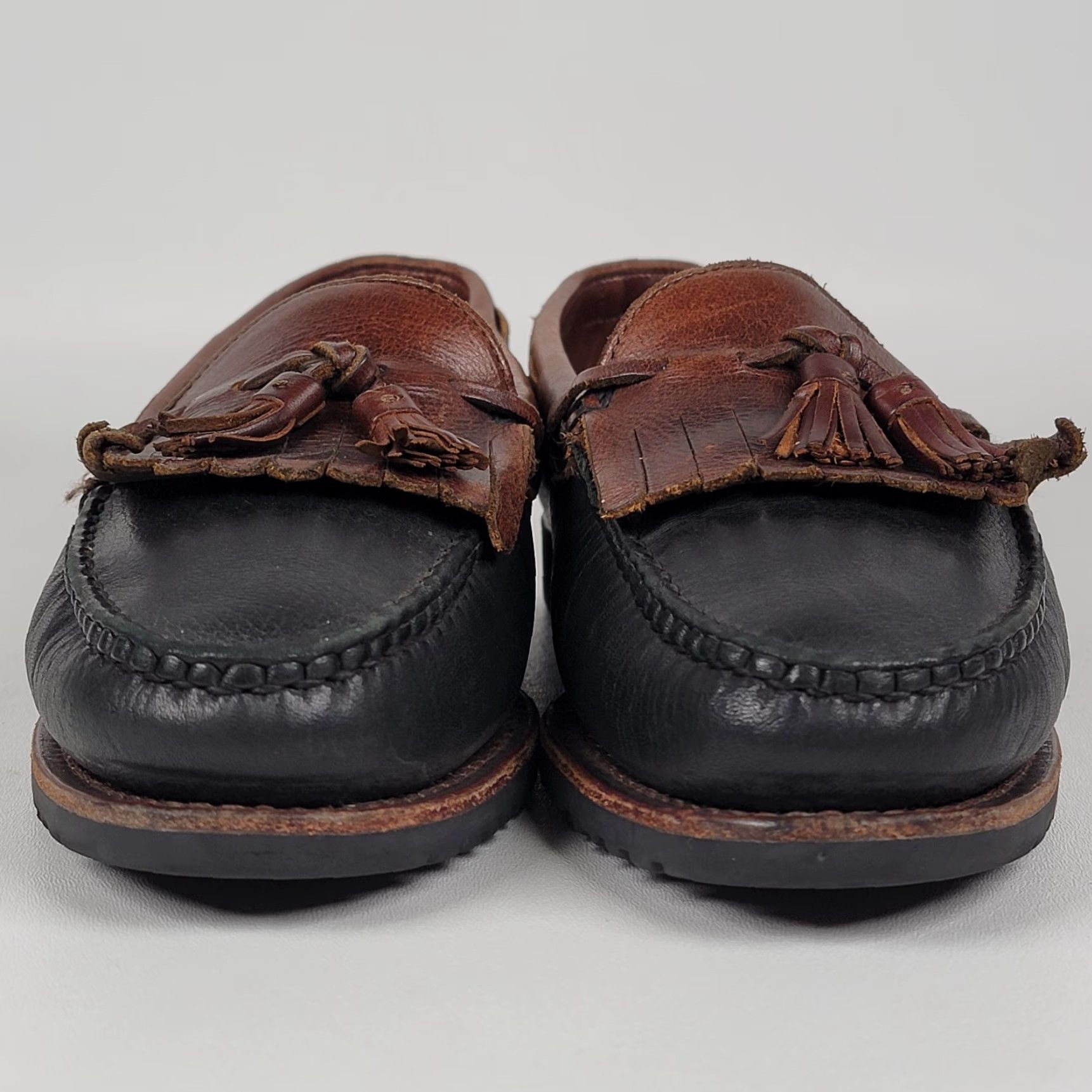Allen Edmonds VINTAGE Allen Edmonds Nashua Two Tone Black Brown Tassel Loafers Size 10 EEE Mens Leather Slip On Casual Shoes Size US 10 / EU 43 - 3 Thumbnail