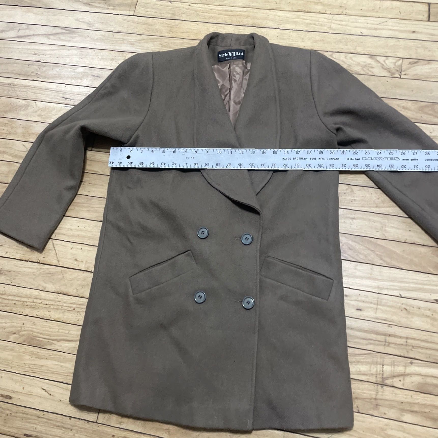 Vintage VINTAGE Style VI Ltd Coat Jacket Wool 2XL Brown Long 100% Pure Wool Double-Breasted Faux Fur Collar Women Winter United States USA Size XXL / US 16-18 / IT 52-54 - 7 Thumbnail