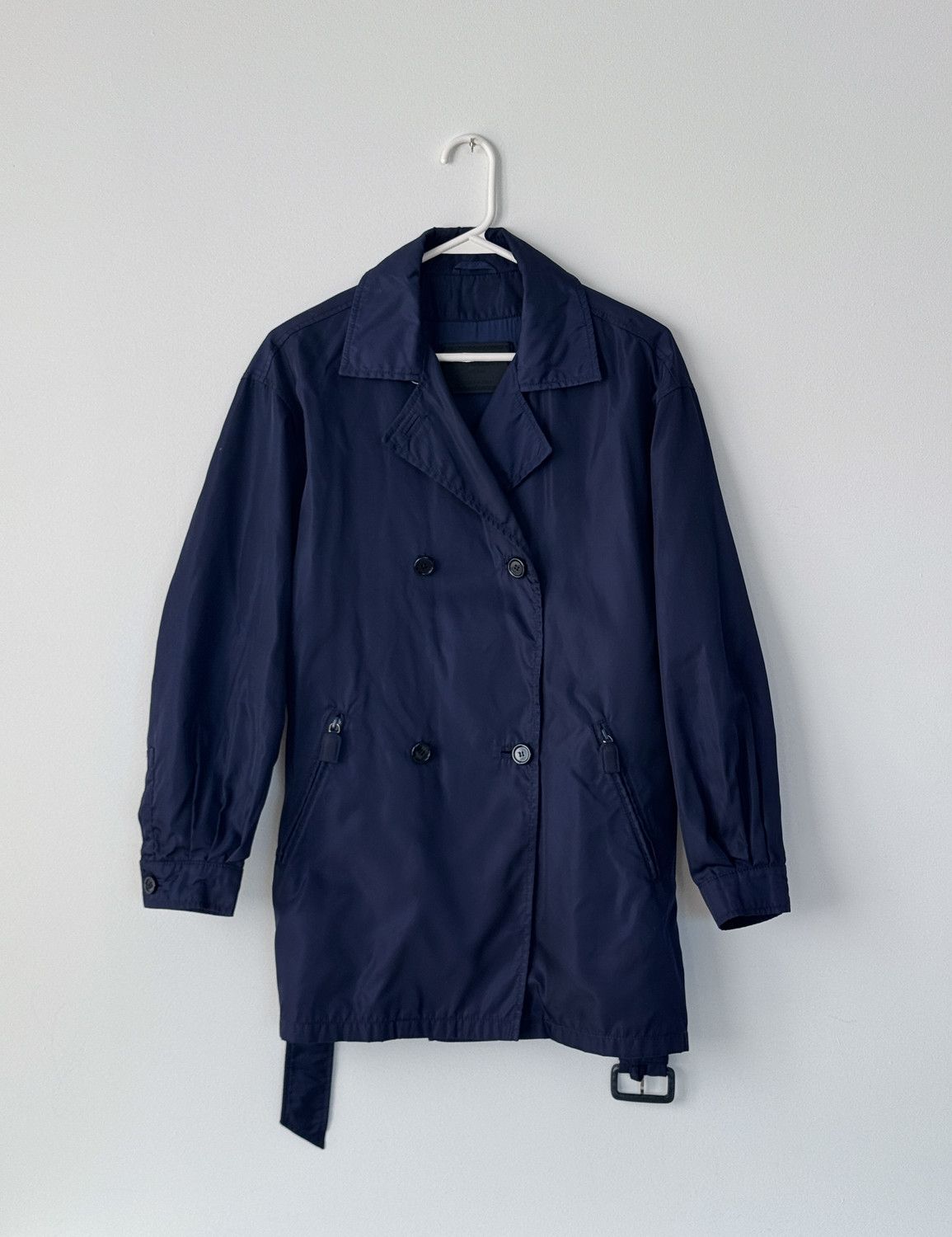 Prada Prada Nylon Double Breasted Coat Navy S Size US S / EU 44-46 / 1 - 3 Thumbnail