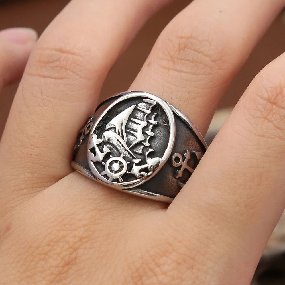 Jewelry Nordic Sailboat Pirate Ring Jewelry Streetwear Fashion Gift Size ONE SIZE - 6 Thumbnail