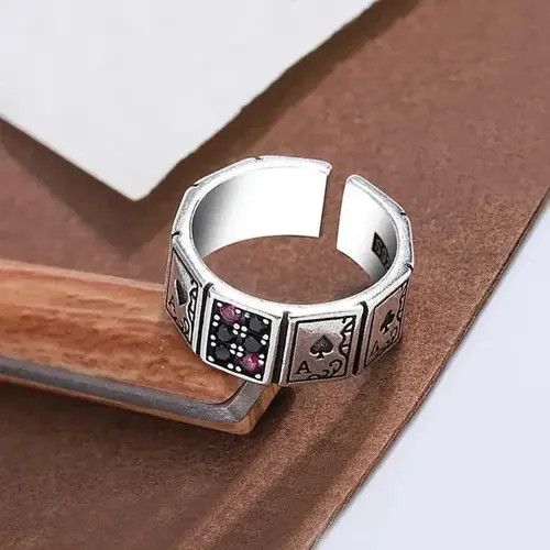 Jewelry Y2K Poker Card Adjustable Ring Size ONE SIZE - 5 Thumbnail
