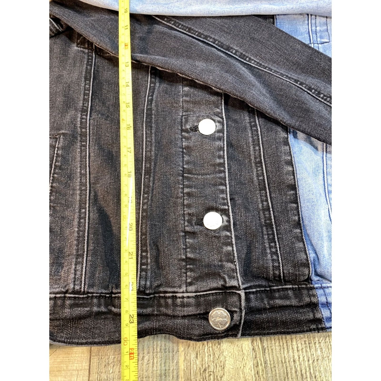 Vintage FILTHY WEALTH CLOTHING Women ORIGINAL SPLIT Denim Jacket XS Black Basic Jacket Denim Jacket Jacket Women XS Black Size XS / US 0-2 / IT 36-38 - 6 Thumbnail