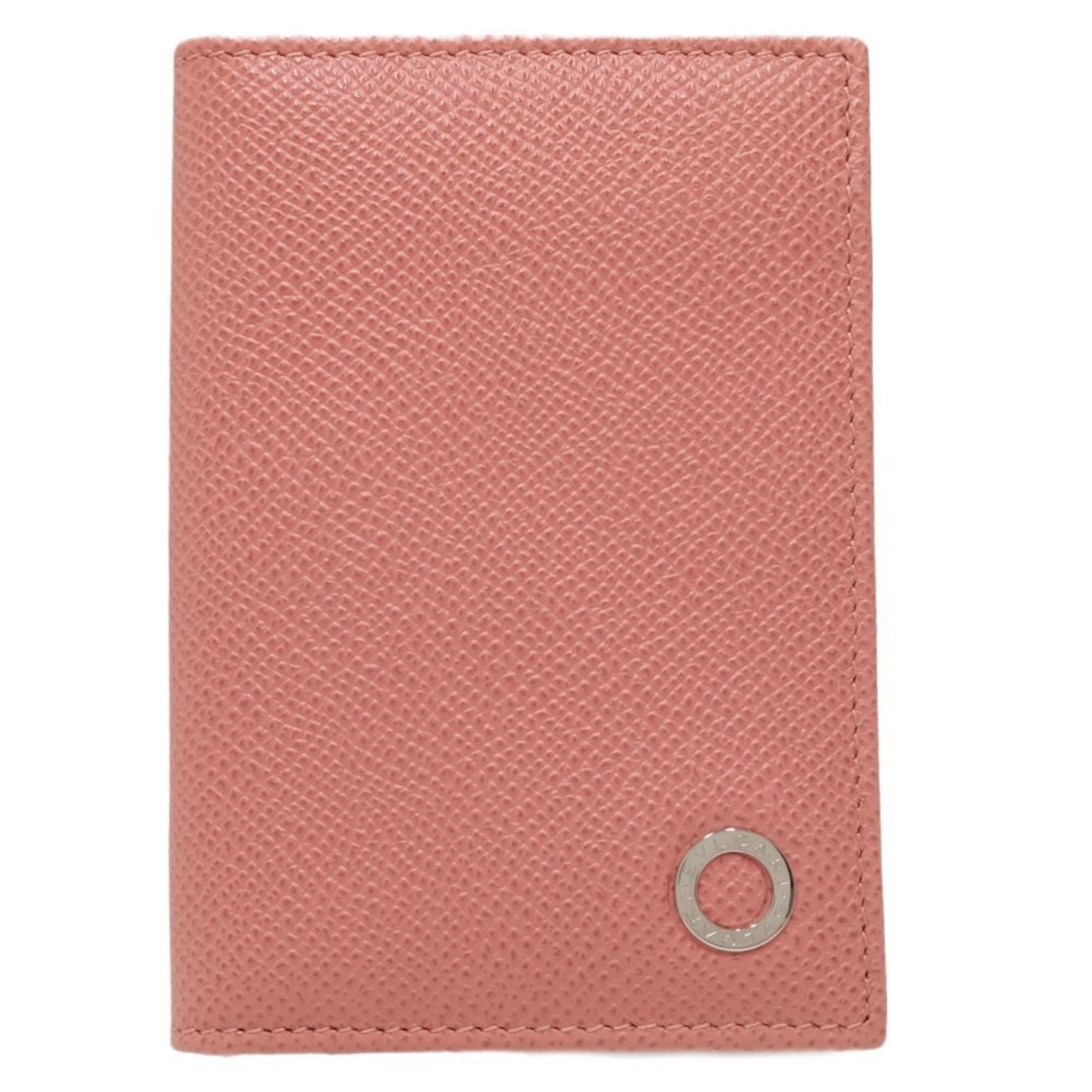 image of Bulgari Bvlgari 282475 Card Case Grain Calf Leather Pink 083703, Women's