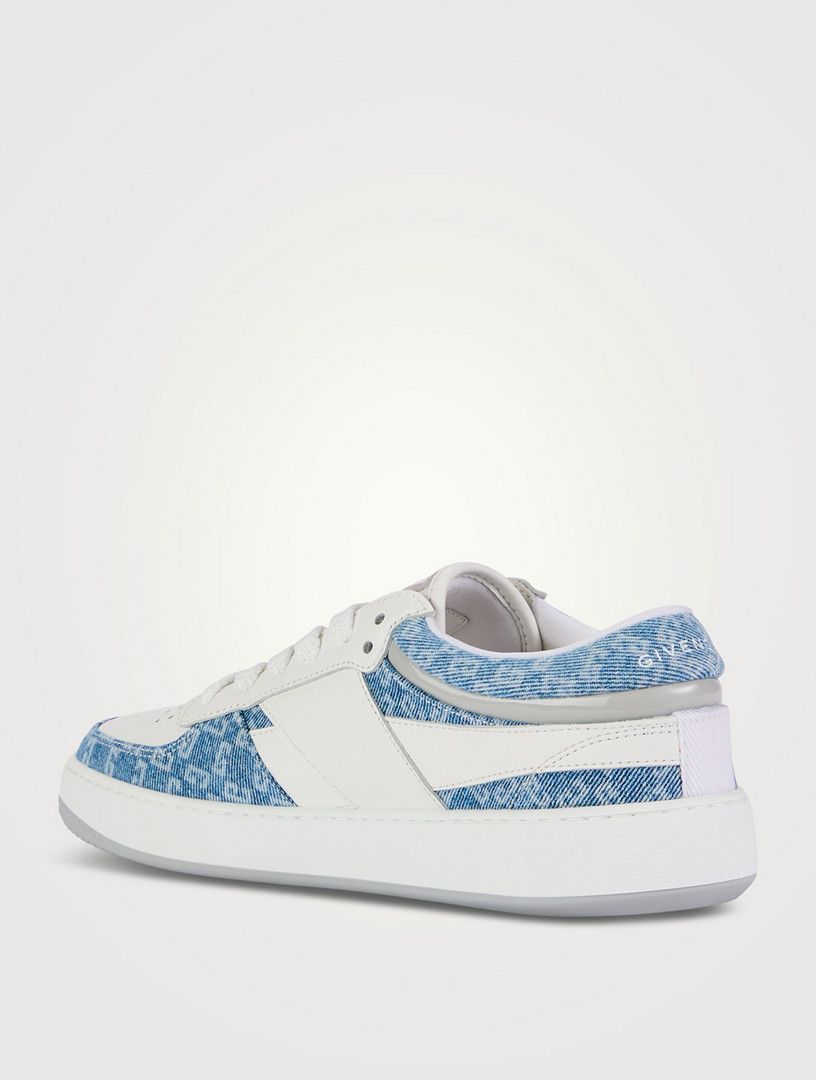 os11x1225 Monogram 72 Denim And Leather Sneakers White/Blue