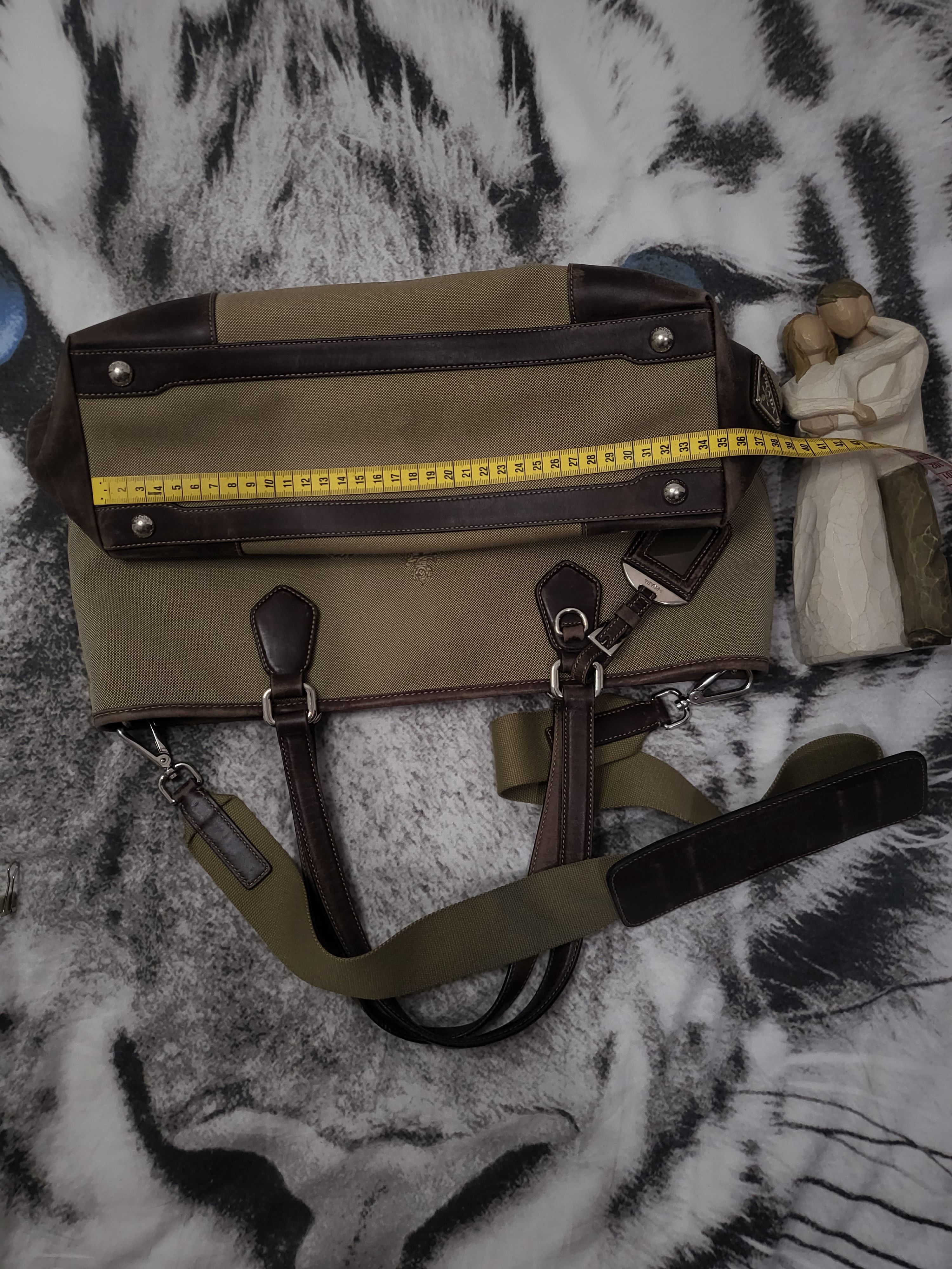 Prada PRADA Logo Jacquard Leather 2Way Bag Beige Broun Size ONE SIZE - 4 Thumbnail