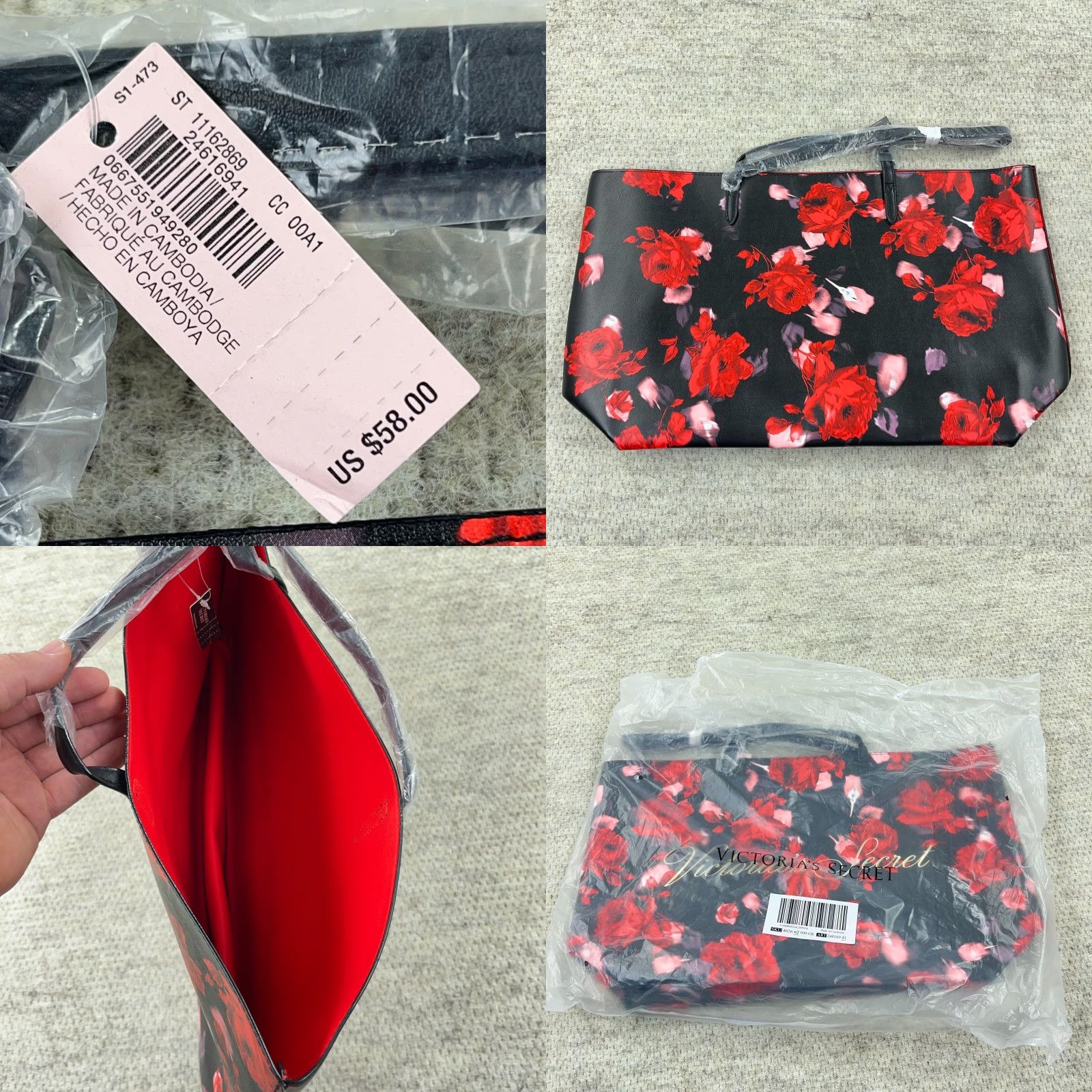 Victoria's Secret VINTAGE? No. Victoria's Secret Large Floral Tote Bag Roses Flowers Shoulder Weekender Bag NWT Size ONE SIZE - 8 Thumbnail