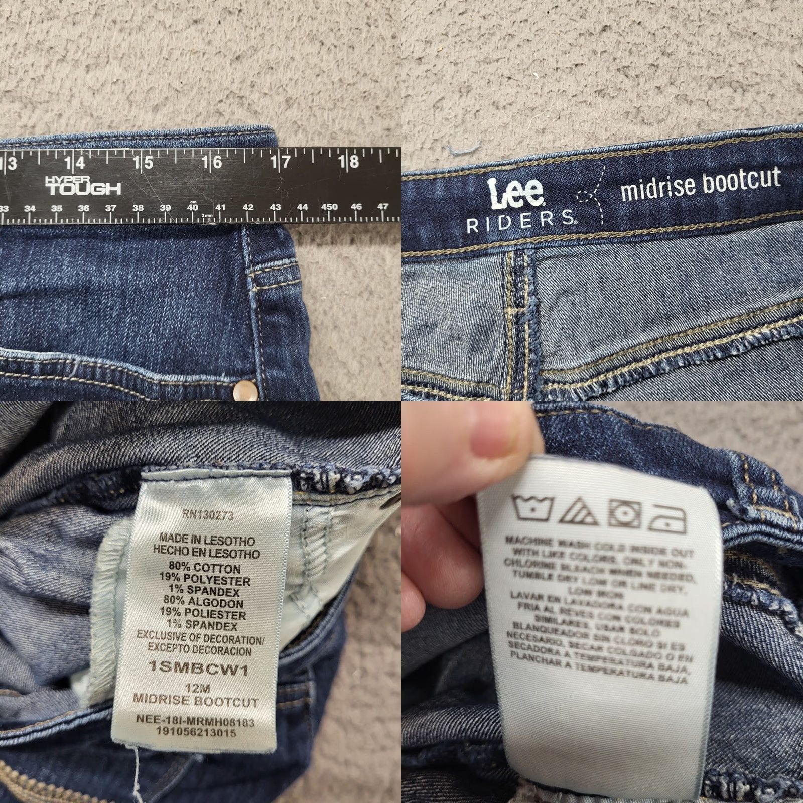 Lee VINTAGE Lee Jeans Women's 12M Mid Rise Bootcut Dark Wash Denim Stretch Cowgirl Regular 5-Pocket Blue Womens Jeans Size 34" / US 12 / IT 48 - 8 Thumbnail