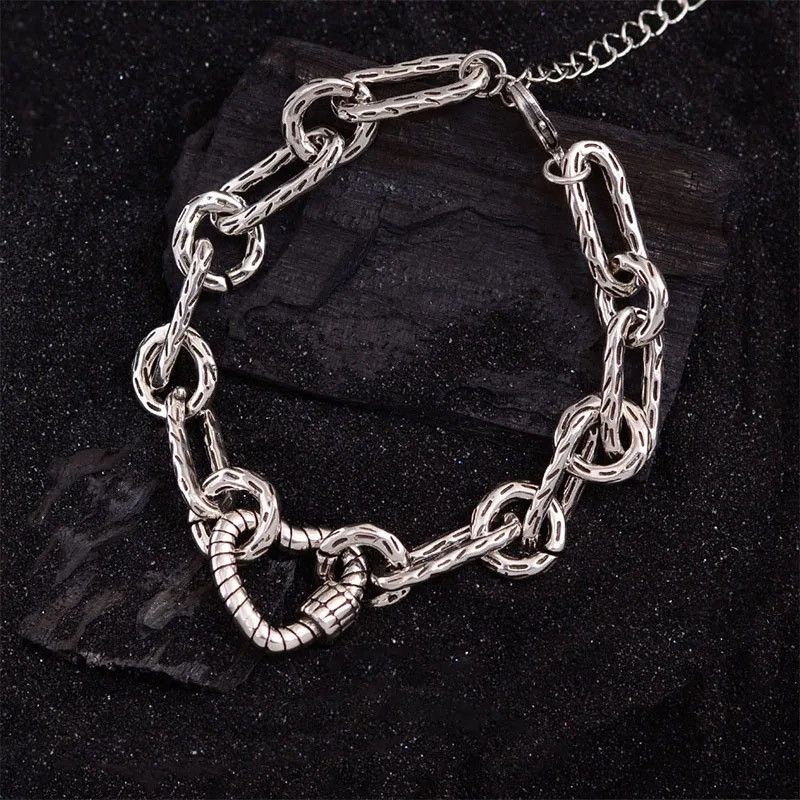Vintage Retro Silver Love Heart Bracelet Size ONE SIZE - 2 Thumbnail