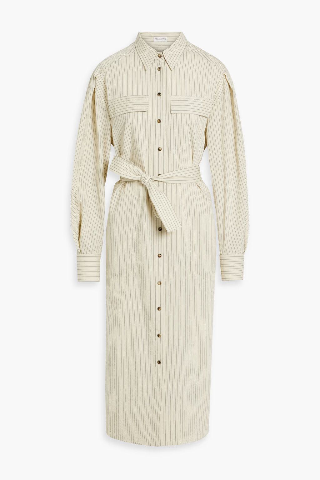 Brunello Cucinelli o1y0725 Midi Dress in Off-White/Black Size S / US 4 / IT 40 - 1 Thumbnail