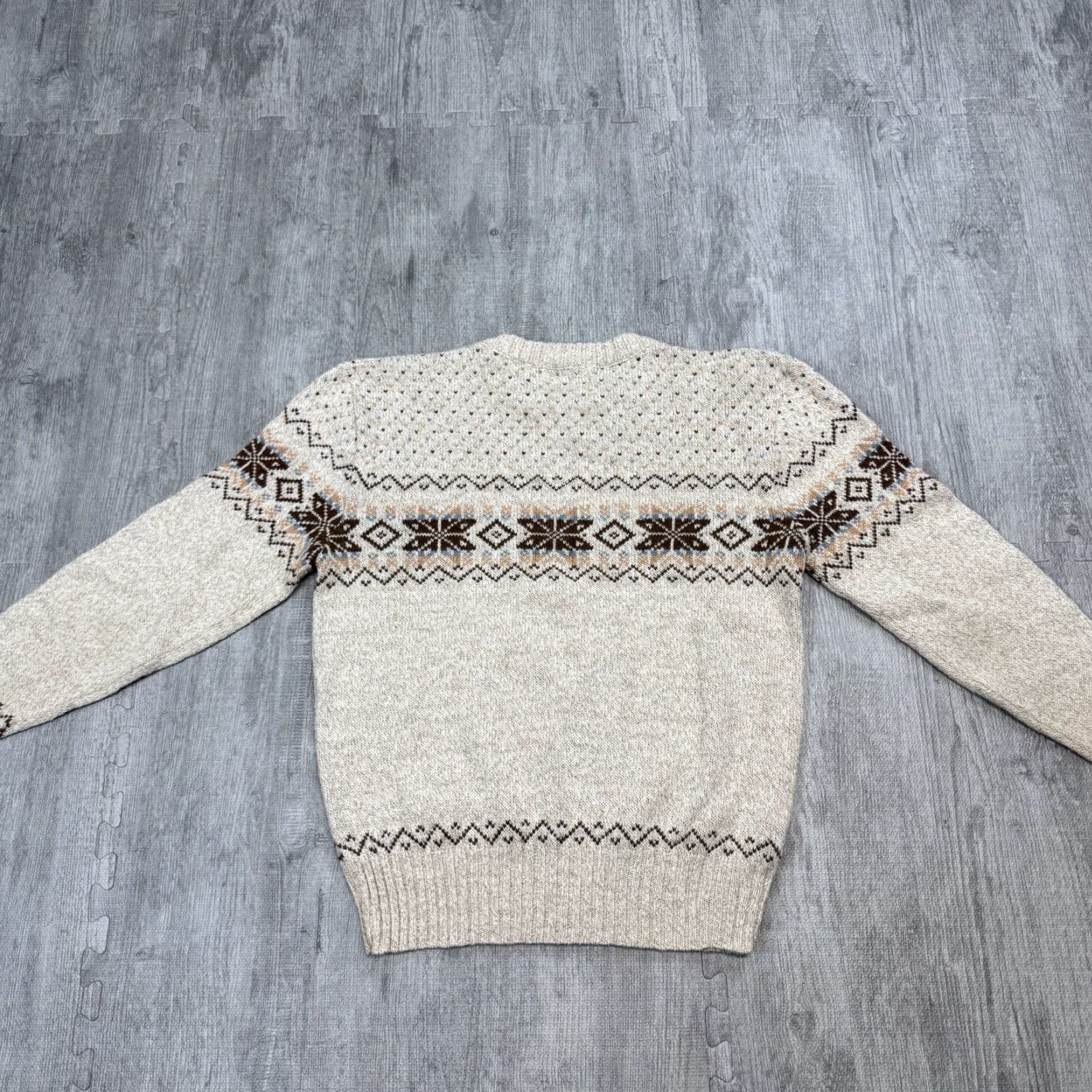 Vintage VINTAGE Indeed by Hilton Crewneck Sweater Adult Large Beige Fair Isle Knit Patterned Preppy USA Wool Blend Size US L / EU 52-54 / 3 - 4 Thumbnail